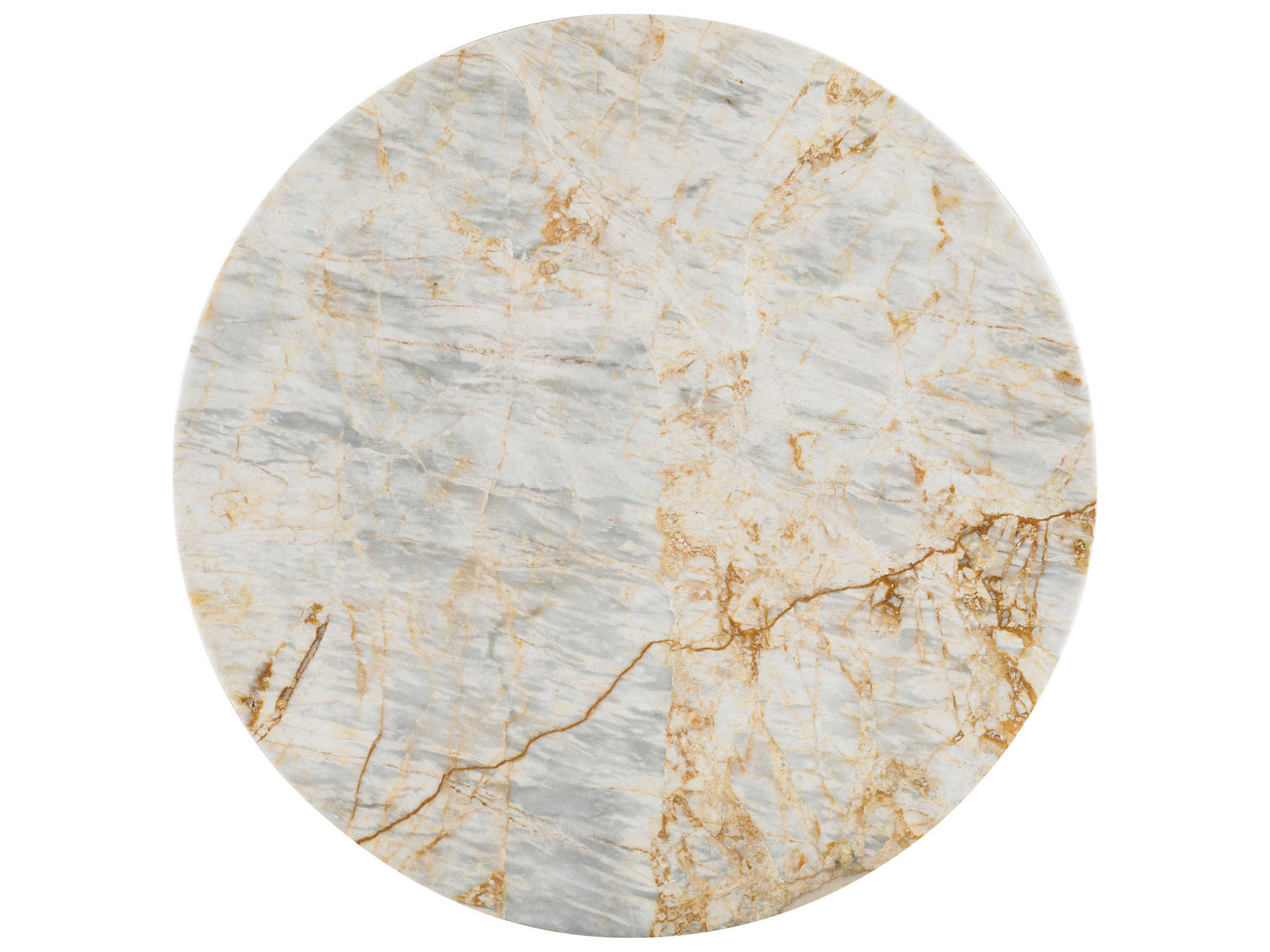 Sherrill Occasional Infinity Petrified Round Marble Antique Gold End Table