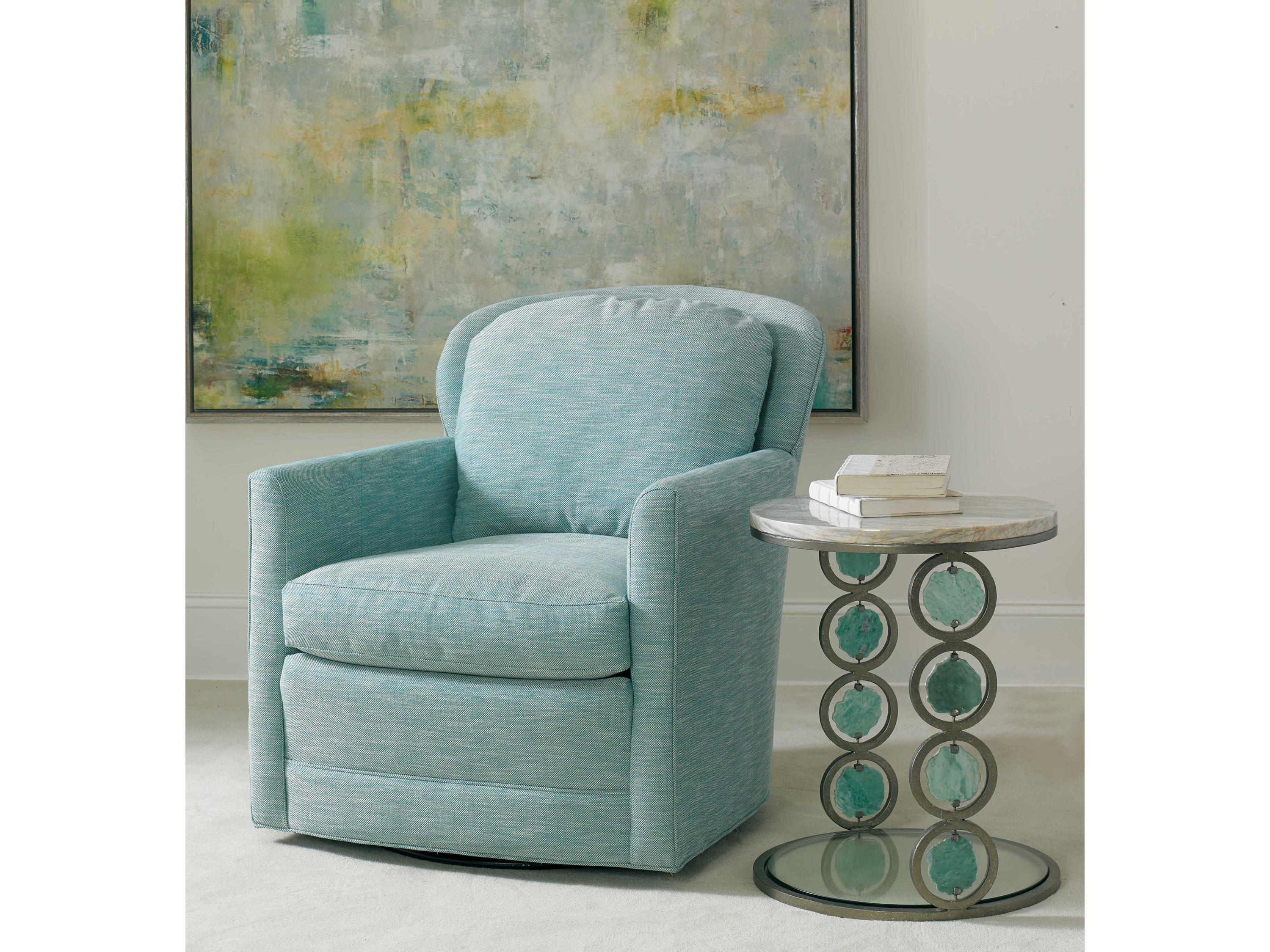 Sherrill Occasional Infinity Jade Round Marble Pyrite End Table