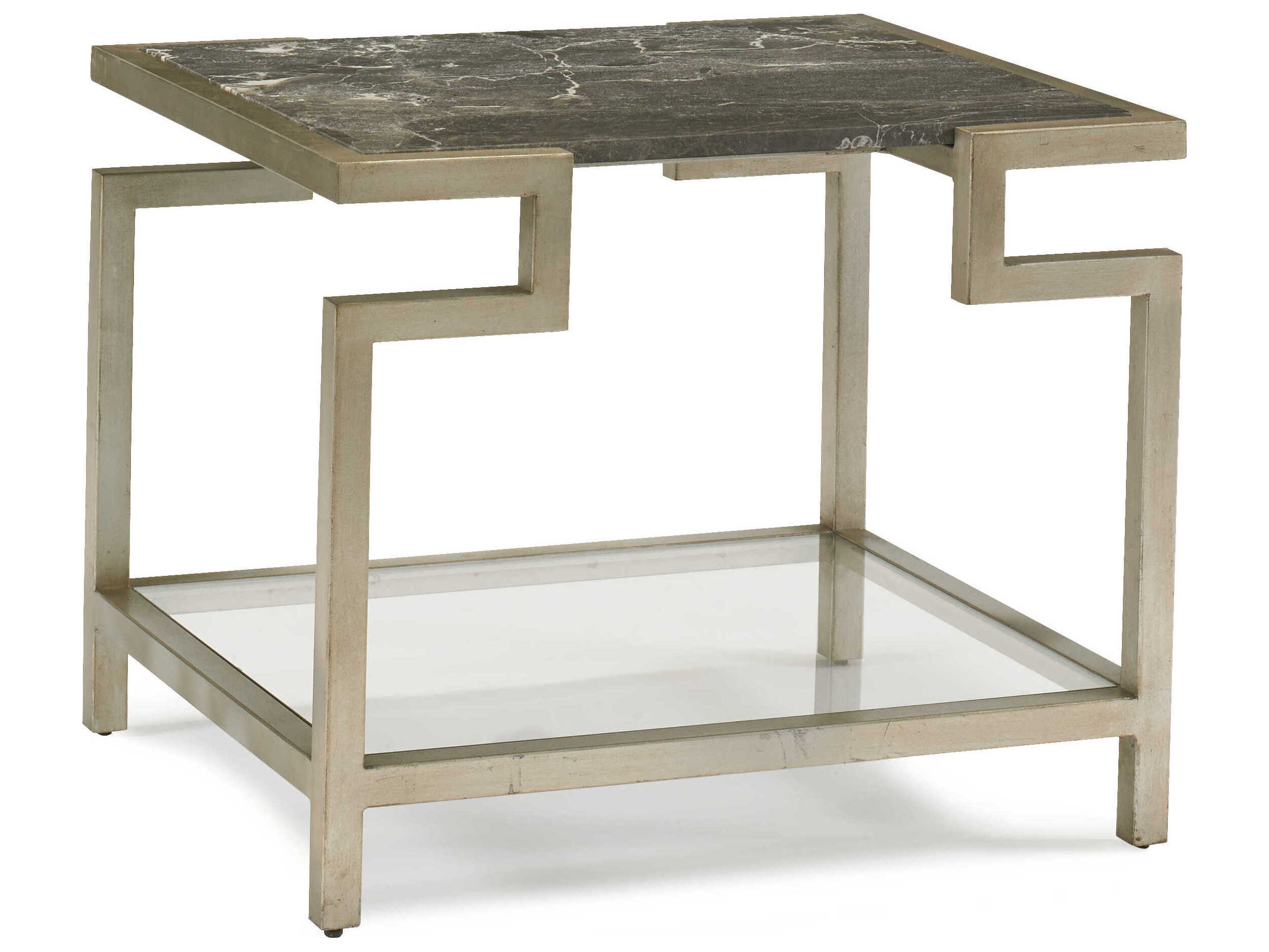 Sherrill Occasional Masterpiece Rectangular Glass Infinito Champagne Gold End Table