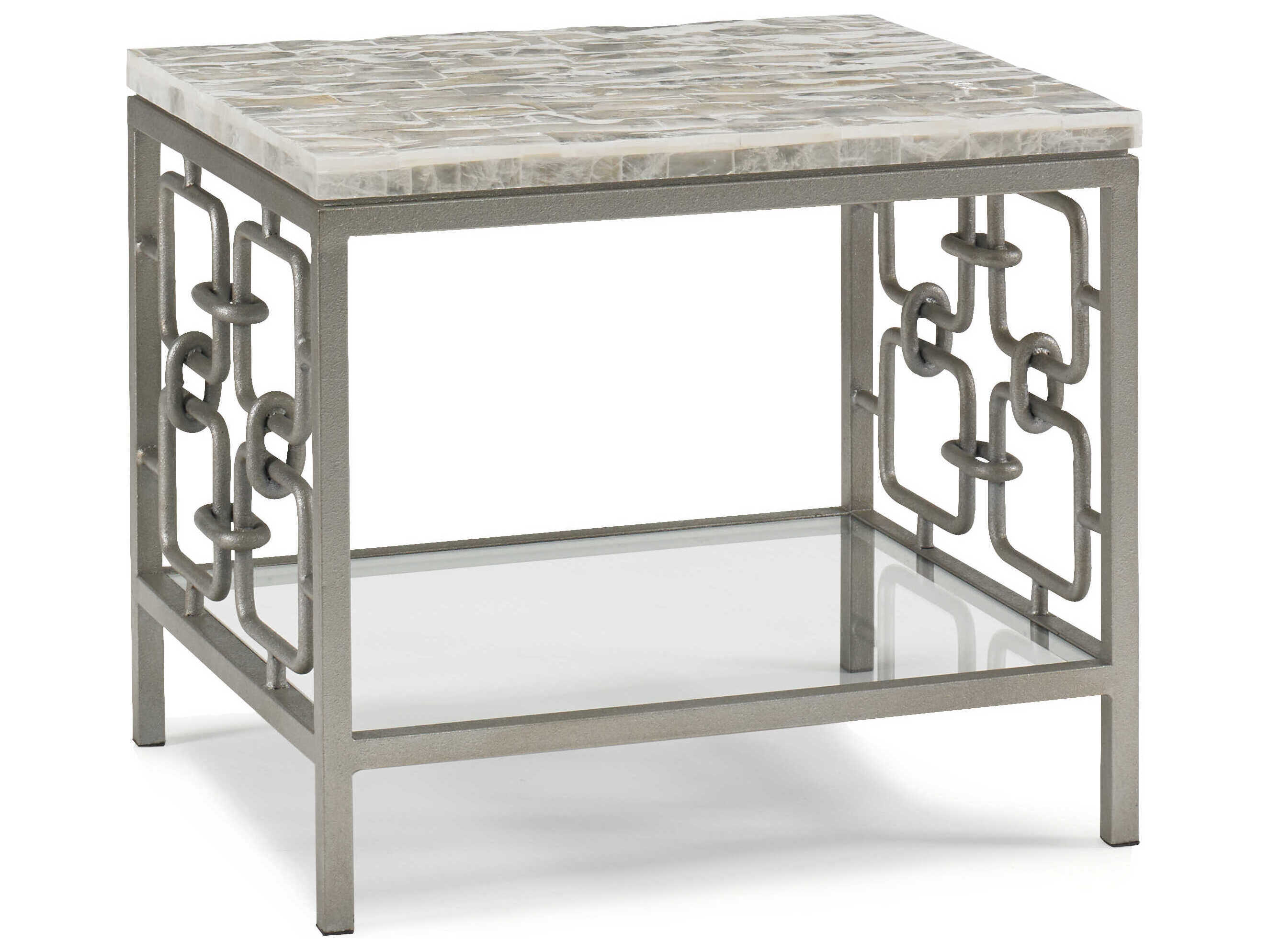 Sherrill Occasional Masterpiece Infinity Gypsos Rectangular Stone Champagne Gold Gypsum End Table