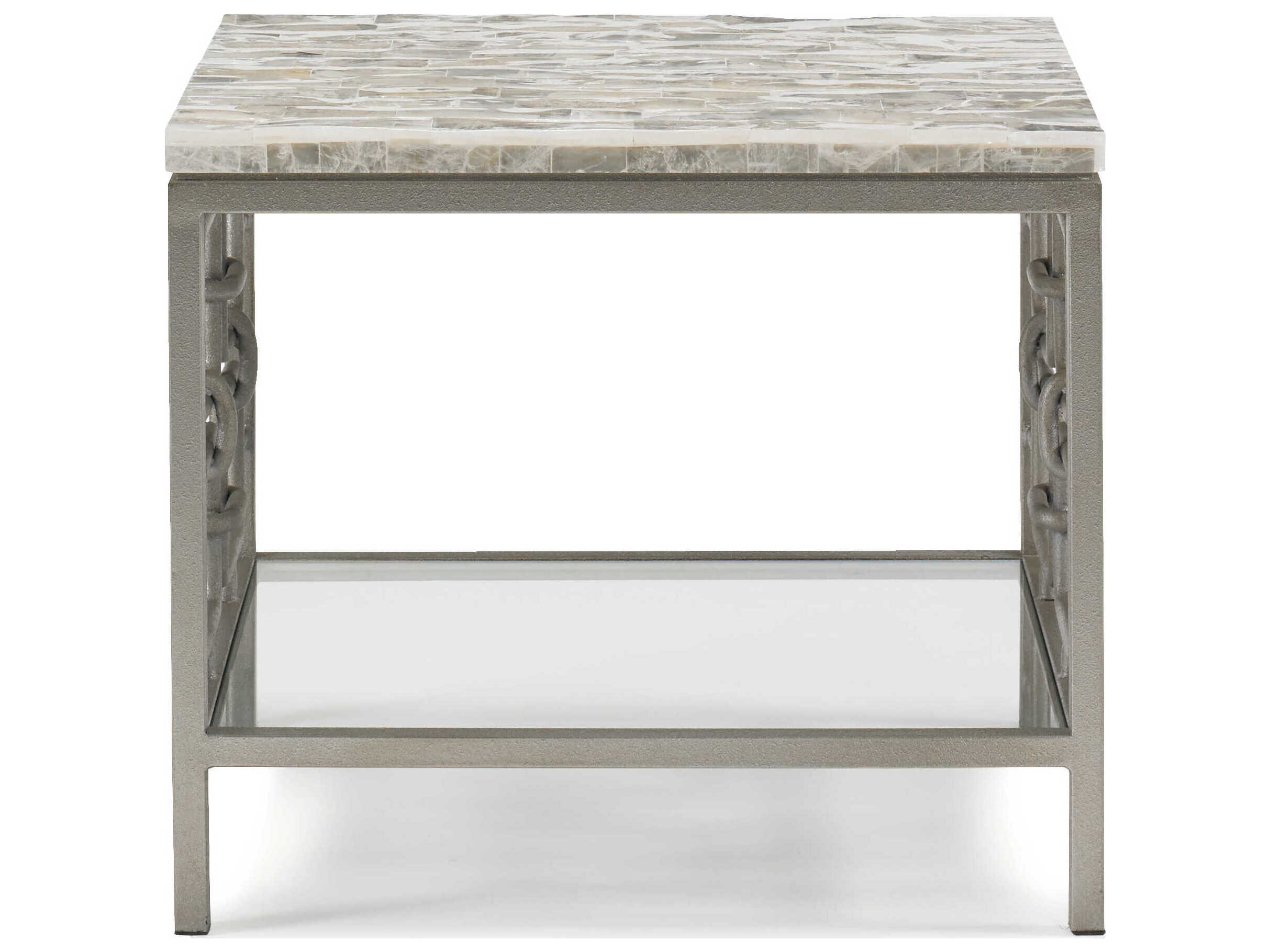 Sherrill Occasional Masterpiece Infinity Gypsos Rectangular Stone Champagne Gold Gypsum End Table