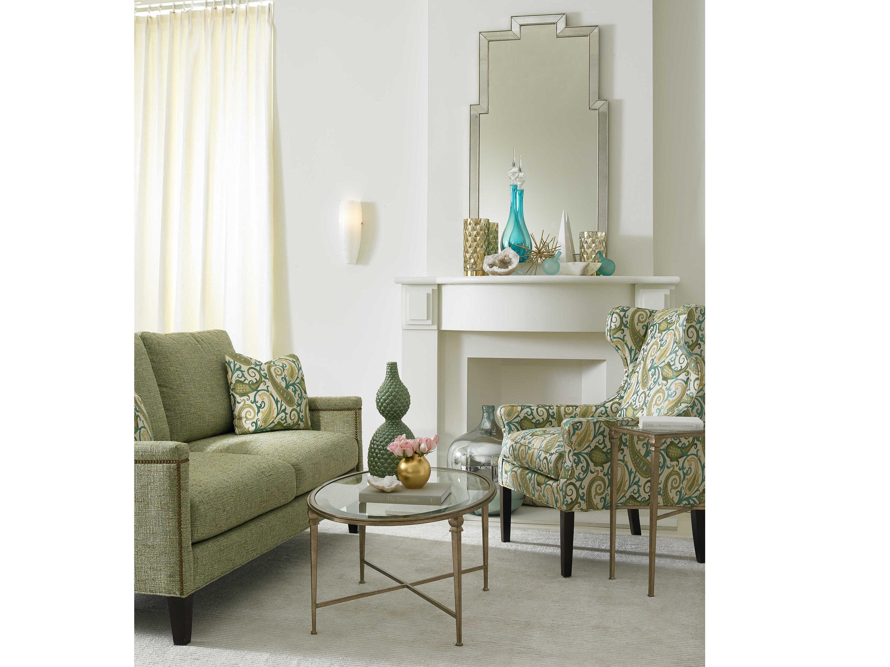 Sherrill Occasional Diego Oval Glass Aged Platinum Cocktail Table