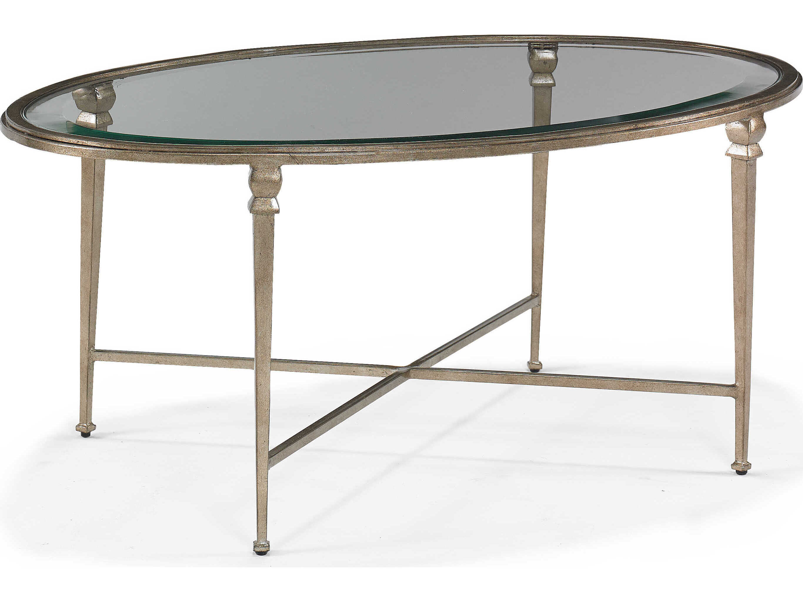 Sherrill Occasional Diego Oval Glass Aged Platinum Cocktail Table