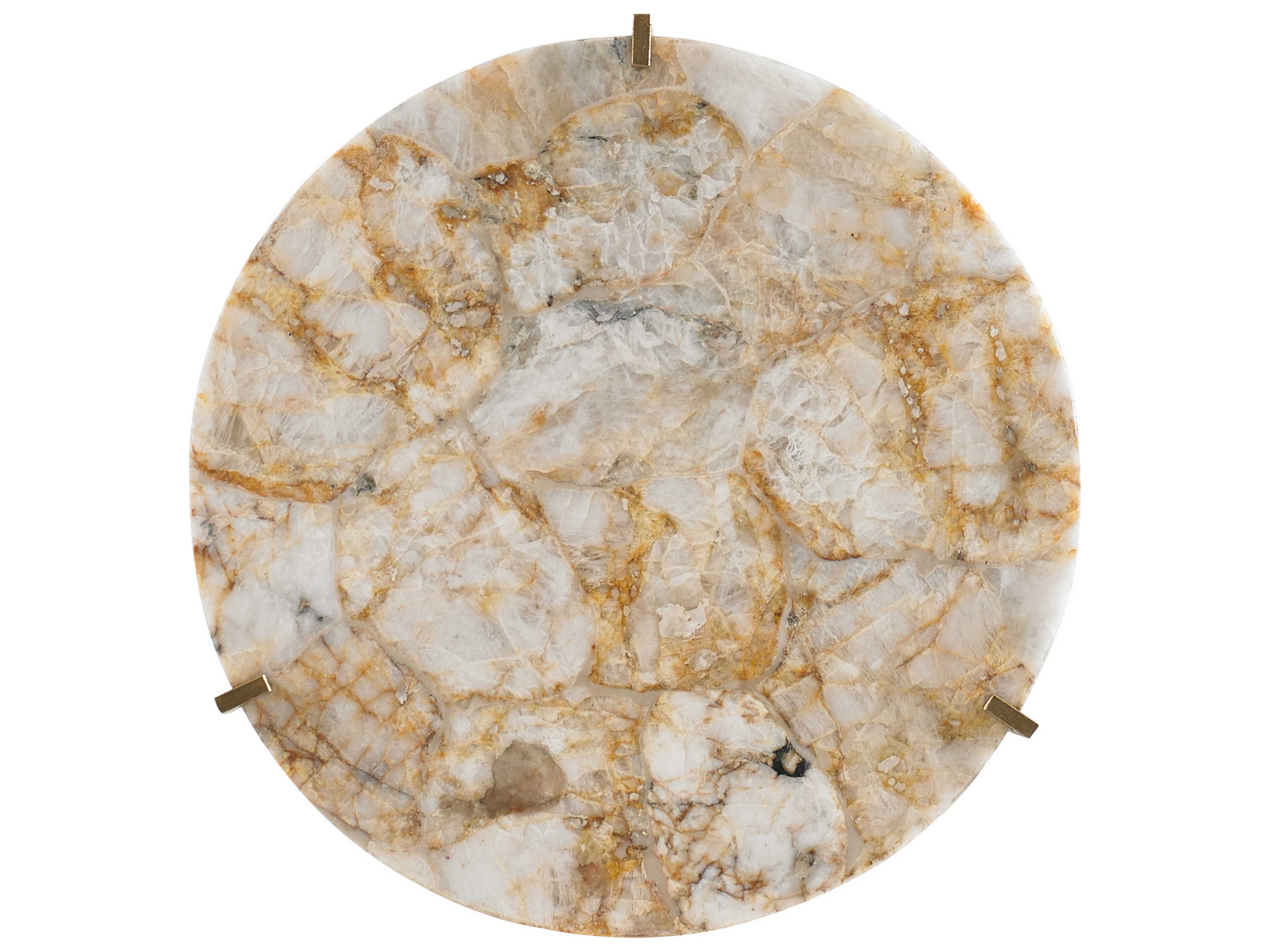 Sherrill Occasional Vintage Made Modern Olivia Round Stone Key Gold Milky Quartz Spot Table