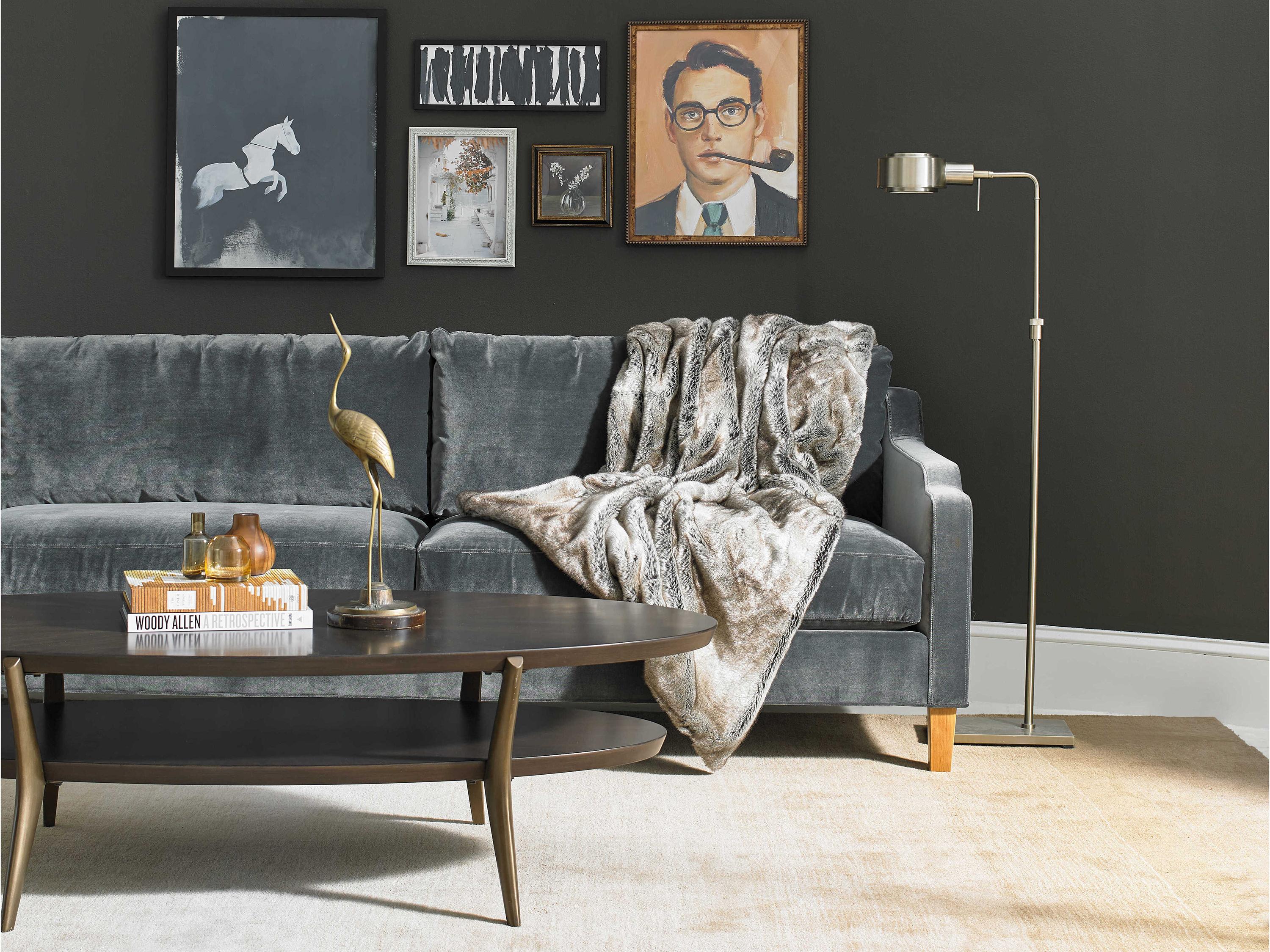 Sherrill Occasional Cambridge Oval Wood Dark Smoked Champagne Coffee Table