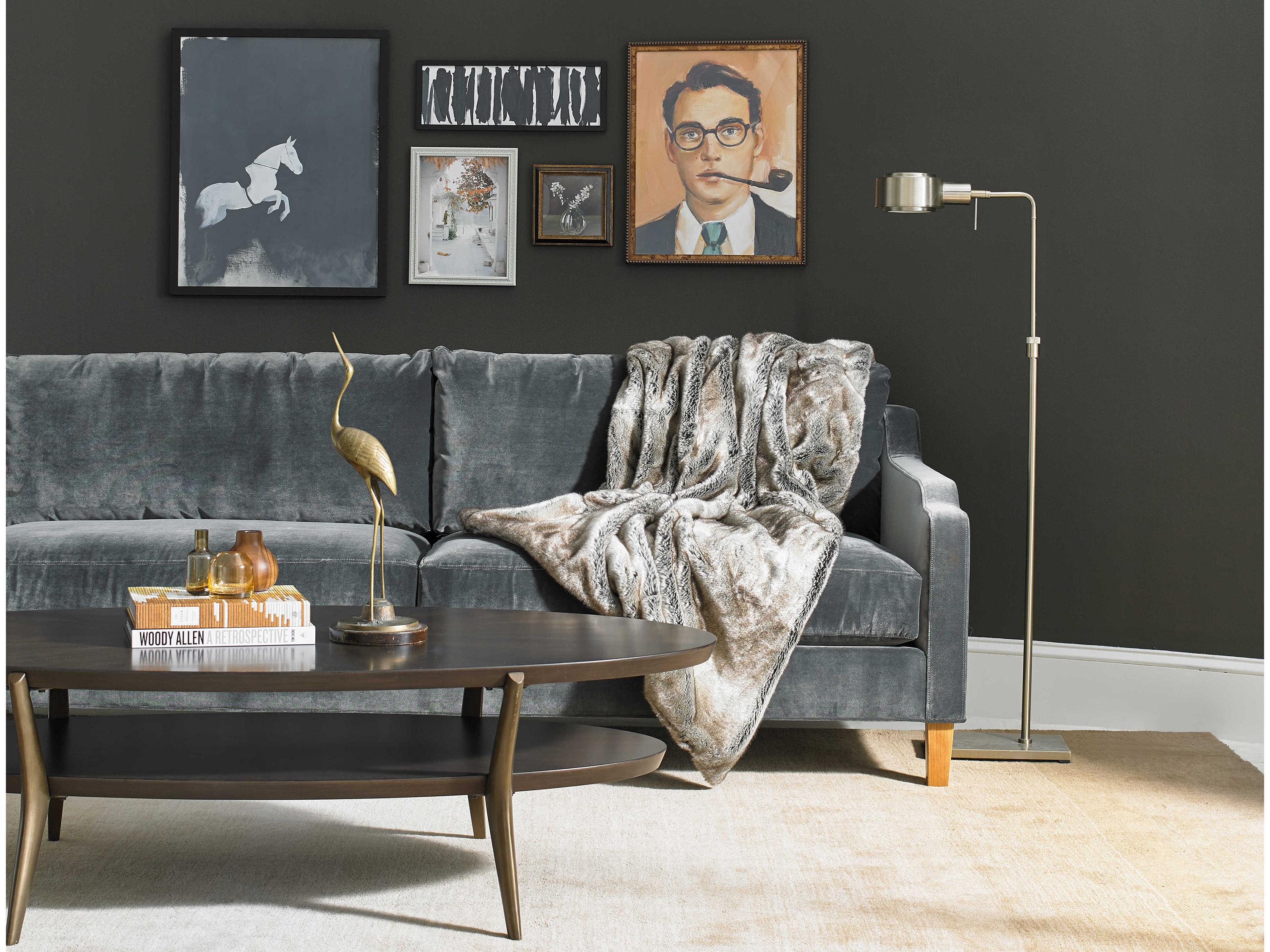 Sherrill Occasional Cambridge Oval Wood Dark Smoked Champagne Coffee Table