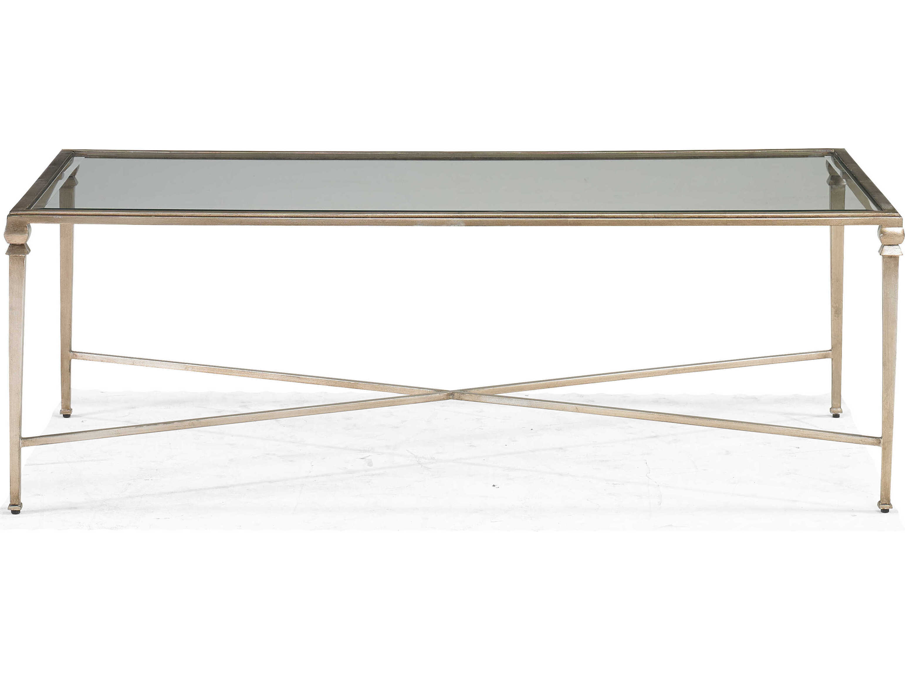 Sherrill Occasional Diego Rectangular Glass Silver Leaf Coffee Table