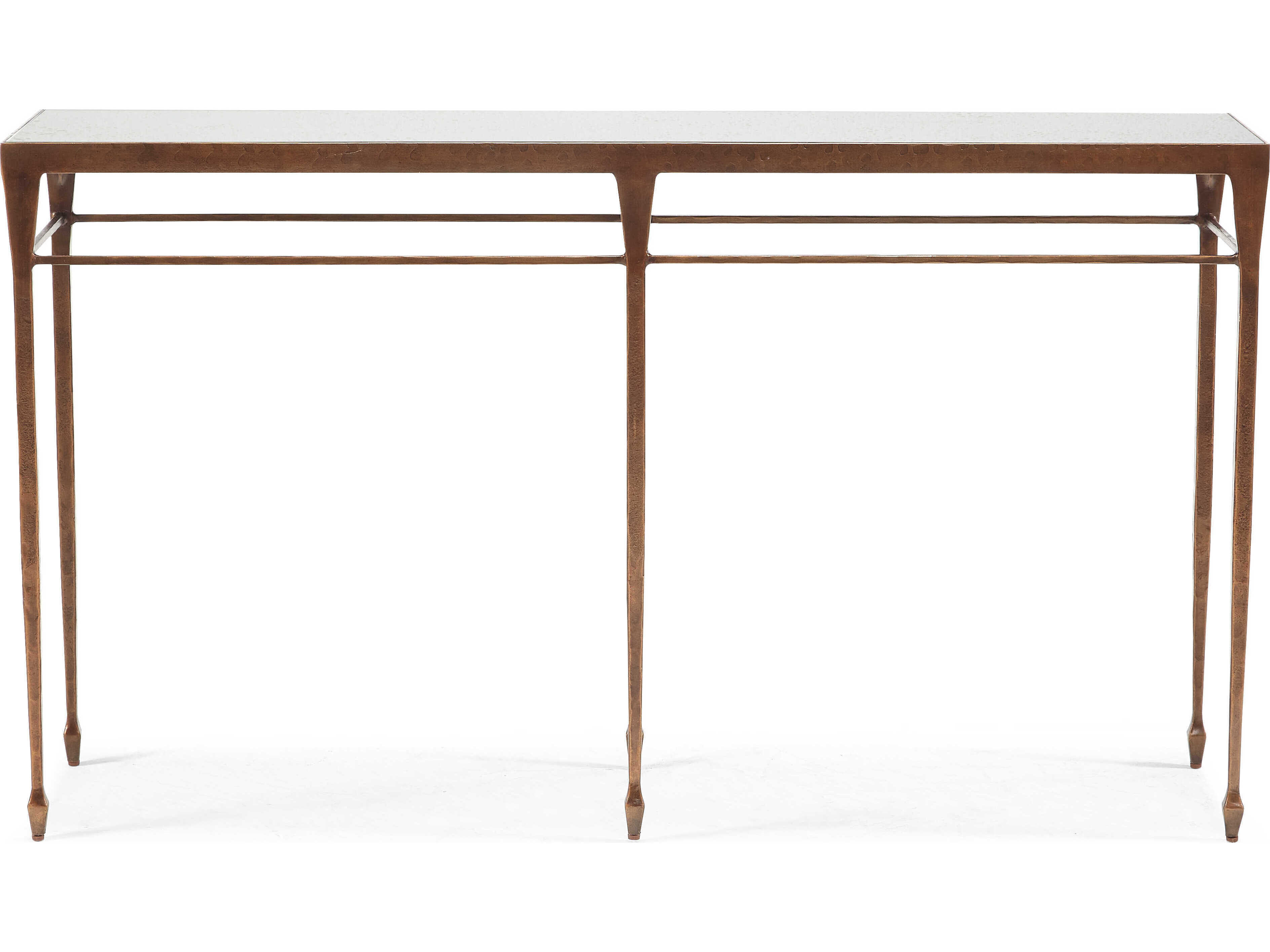 Sherrill Occasional Calvert Rectangular Glass Bronze Antiqued Mirror Console Table