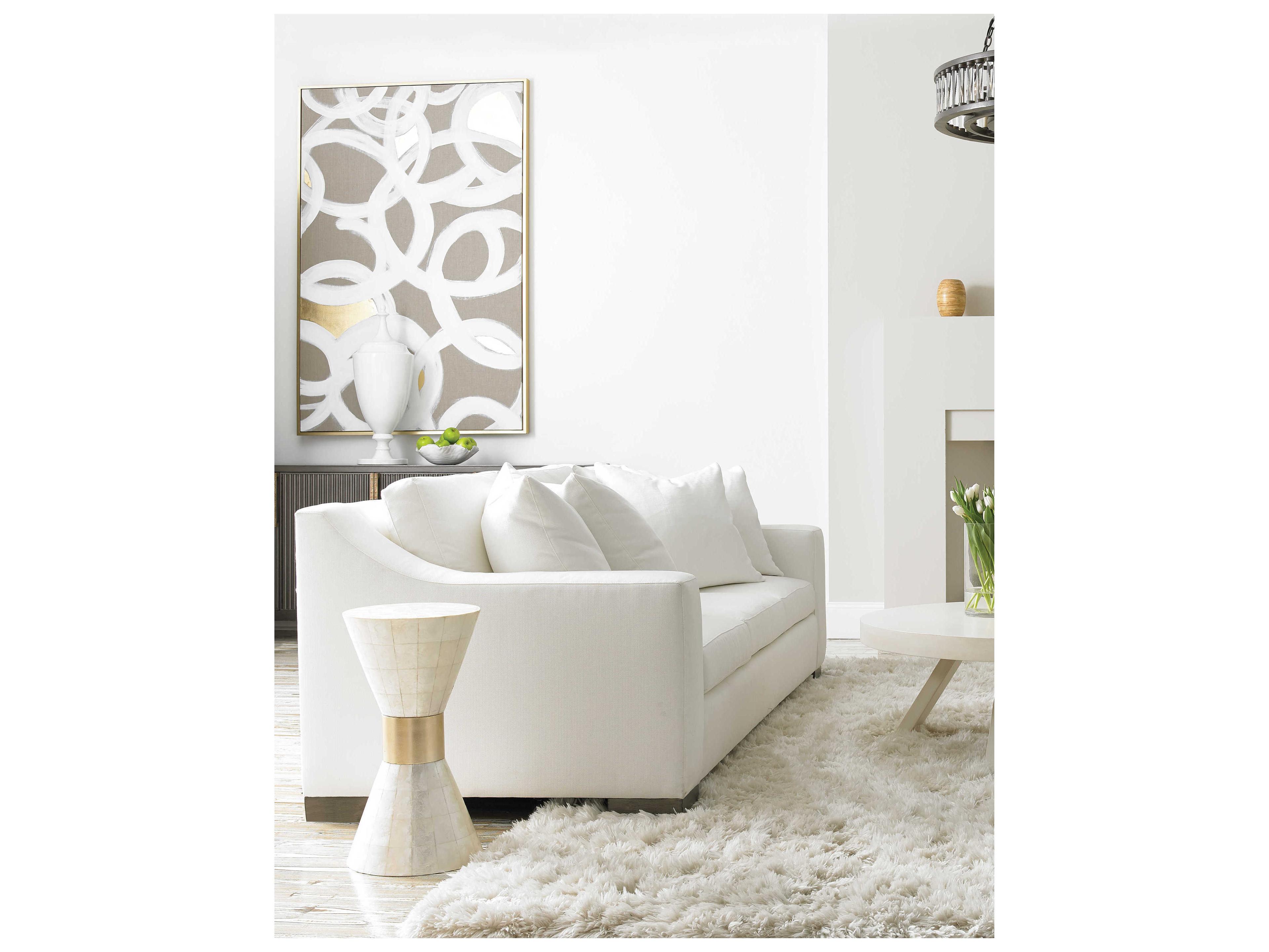 Sherrill Occasional Masterpiece Emma Round Wood White Platinum Band Martini Table