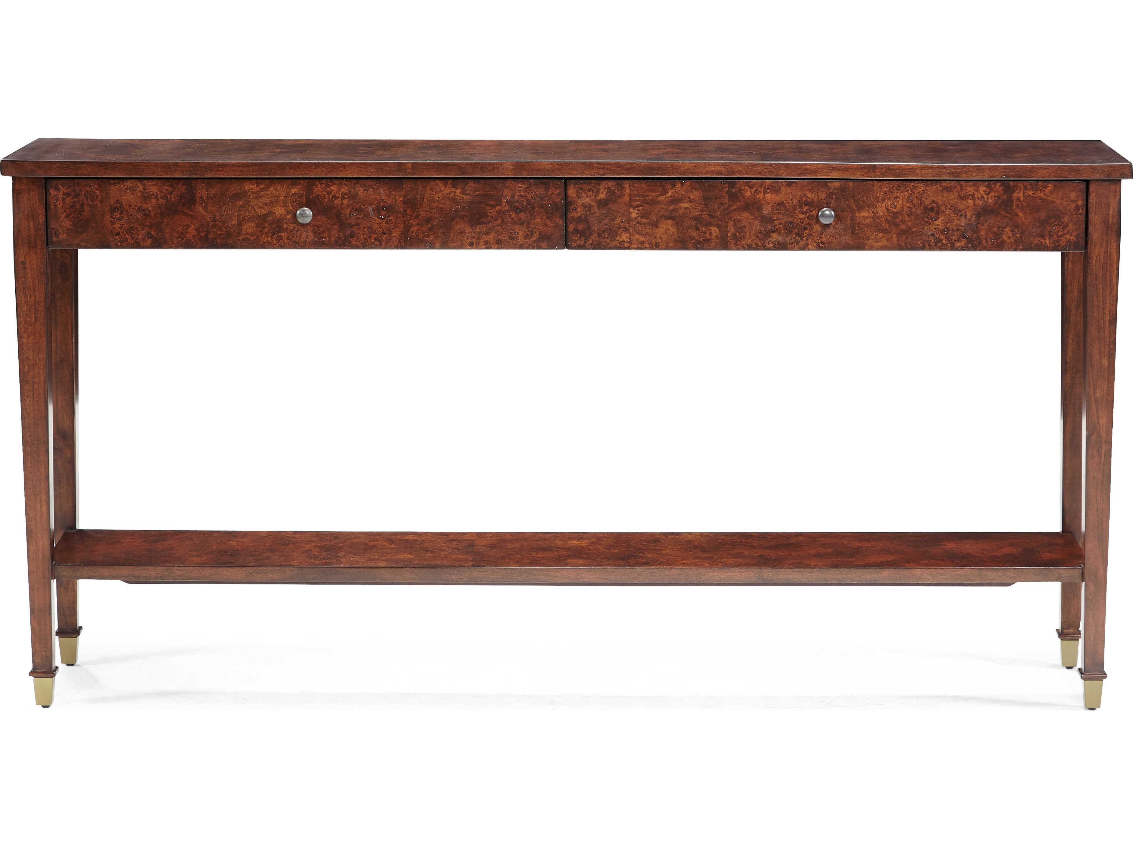 Sherrill Occasional Kinsey Rectangular Wood Mappa Burl Console Table