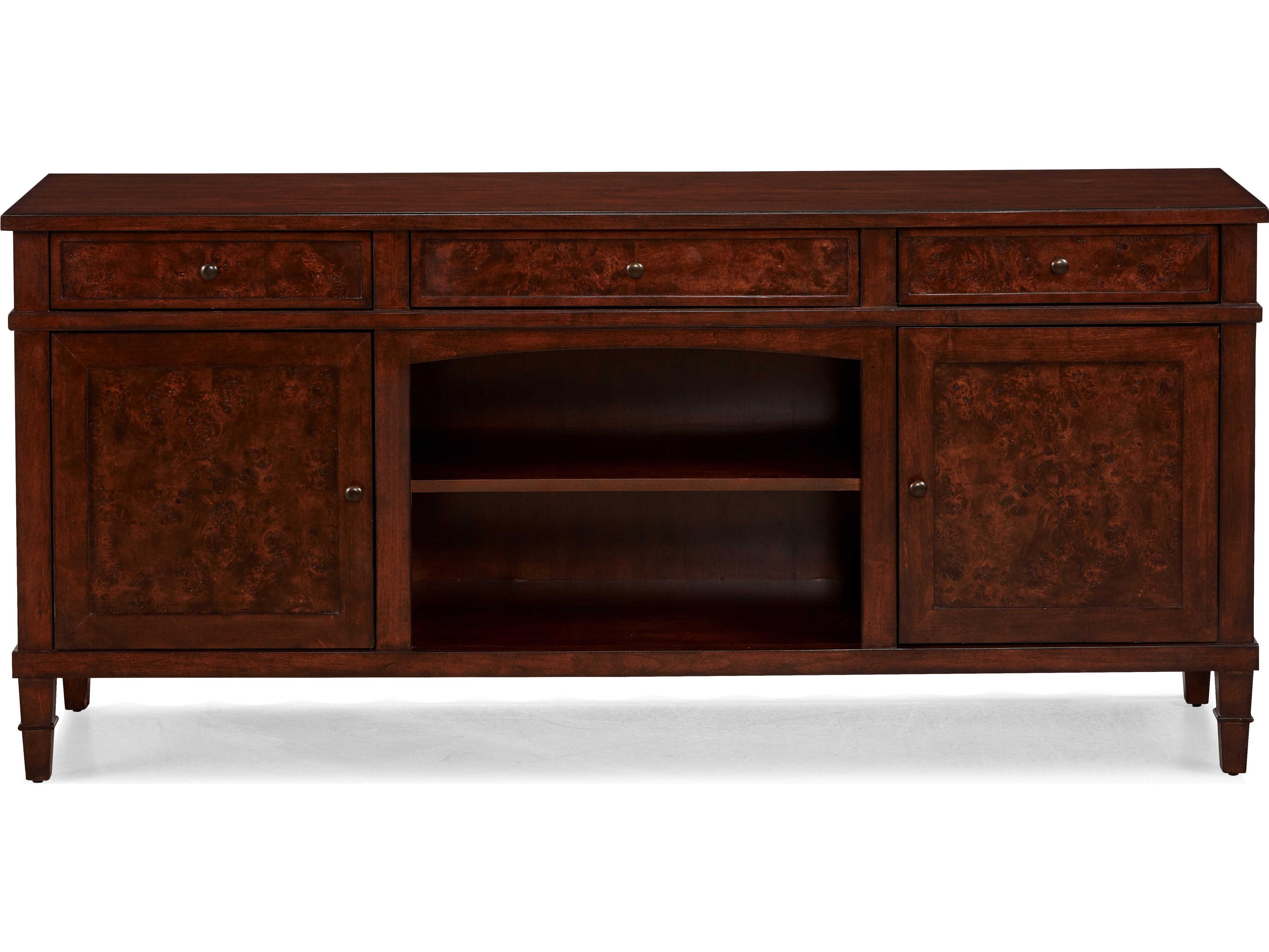 Sherrill Occasional Kinsey Rectangular Wood Mappa Burl Media Console Table