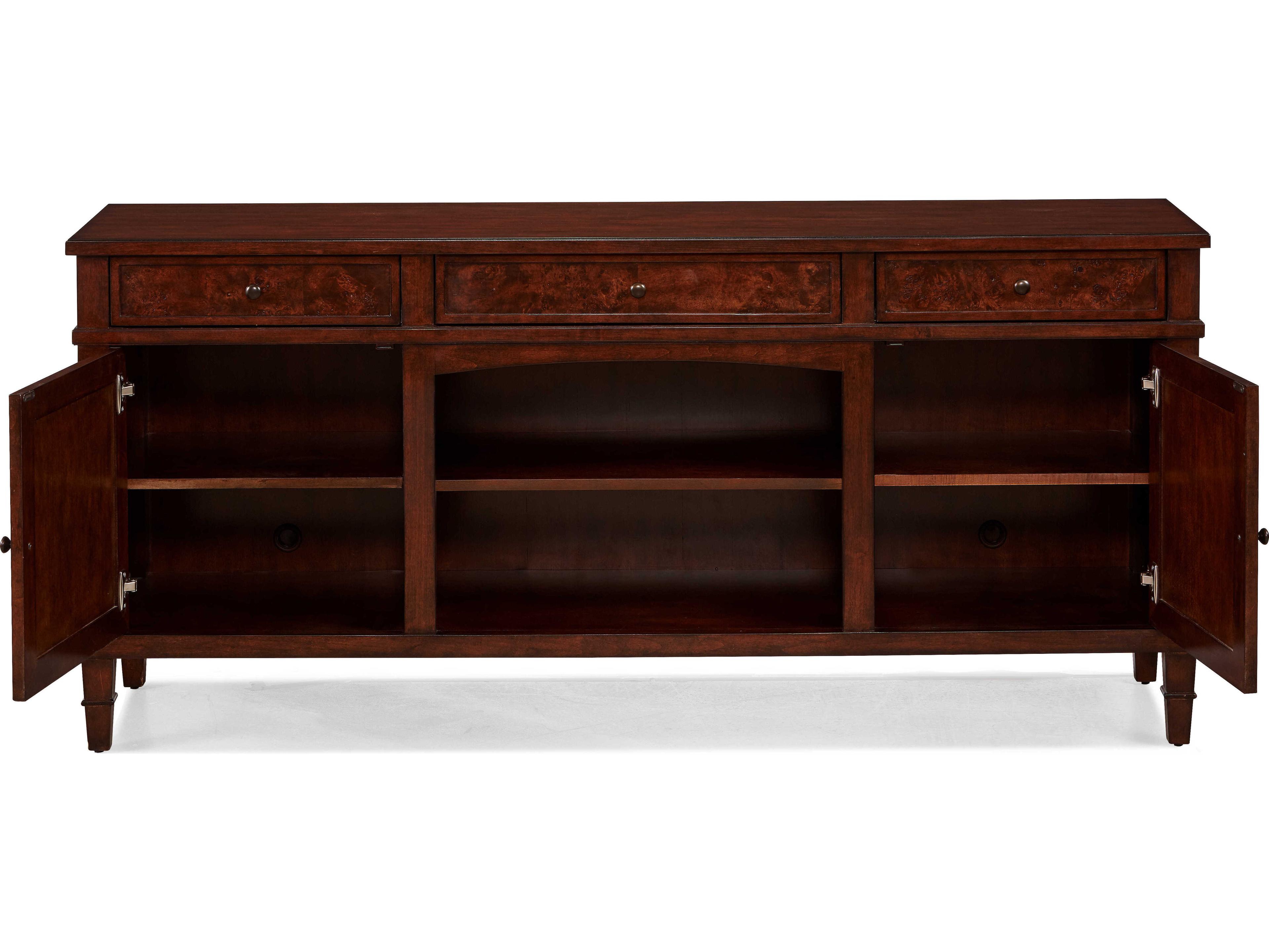 Sherrill Occasional Kinsey Rectangular Wood Mappa Burl Media Console Table