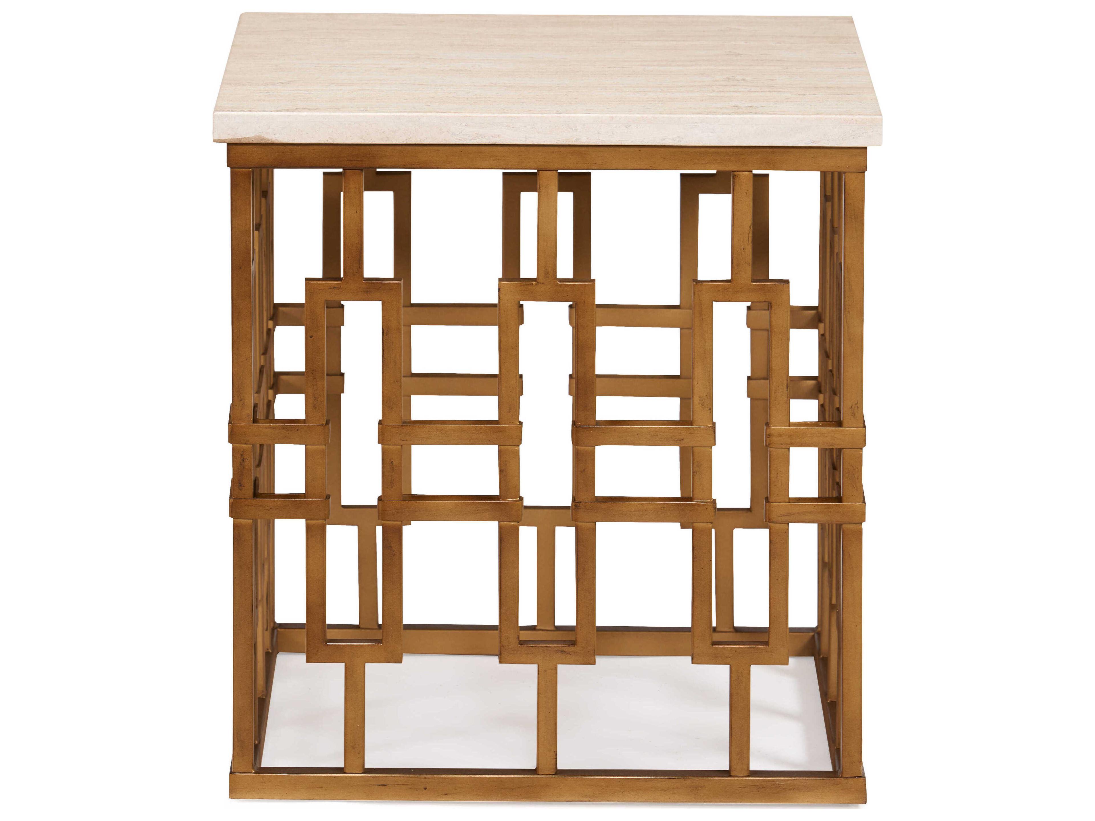 Sherrill Occasional Infinity Chicklet Square Metal Gold End Table