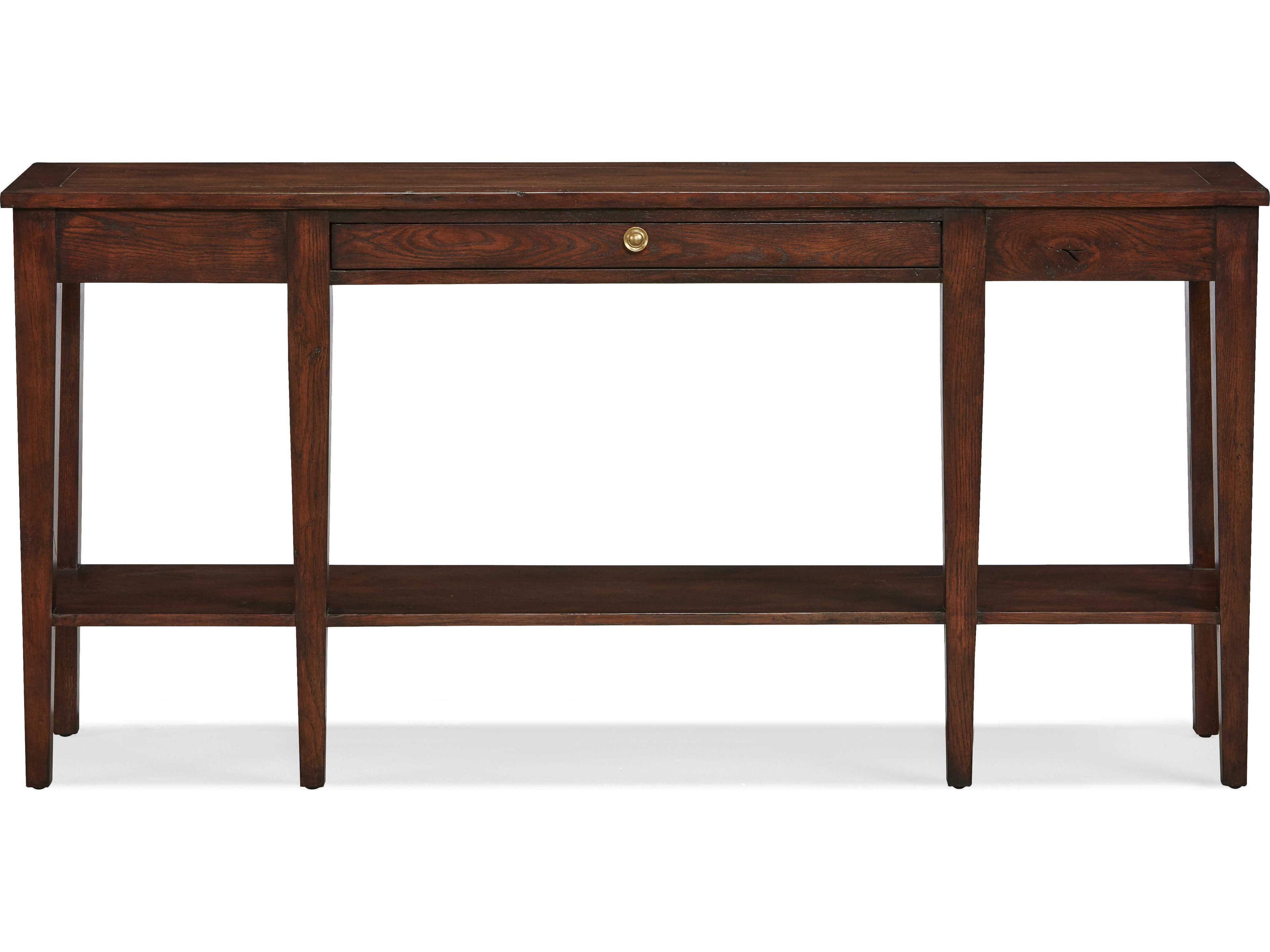 Sherrill Occasional Branson Rectangular Wood Umber Antiqued Brass Console Table