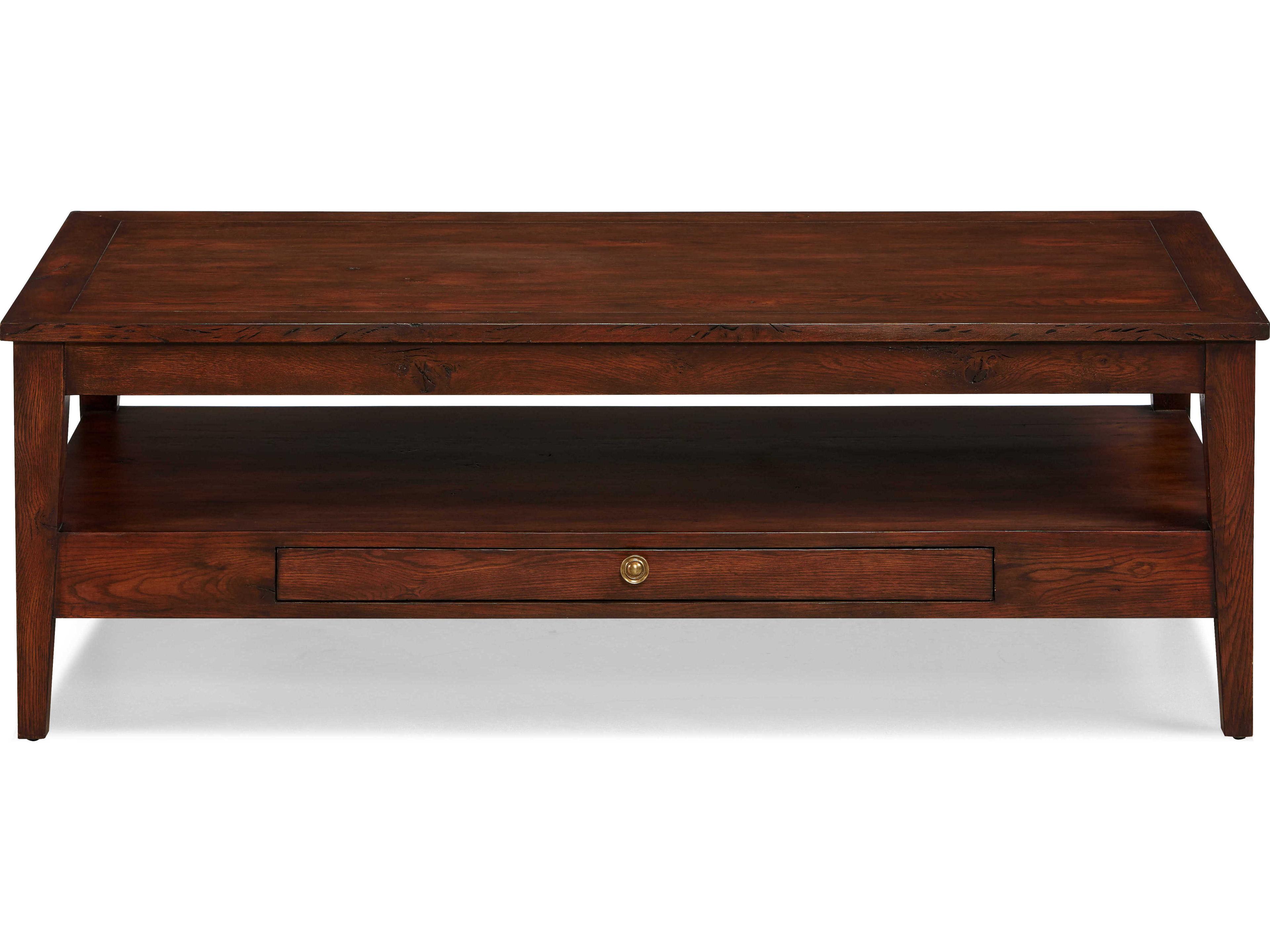 Sherrill Occasional Branson Rectangular Wood Umber Antiqued Brass Cocktail Table