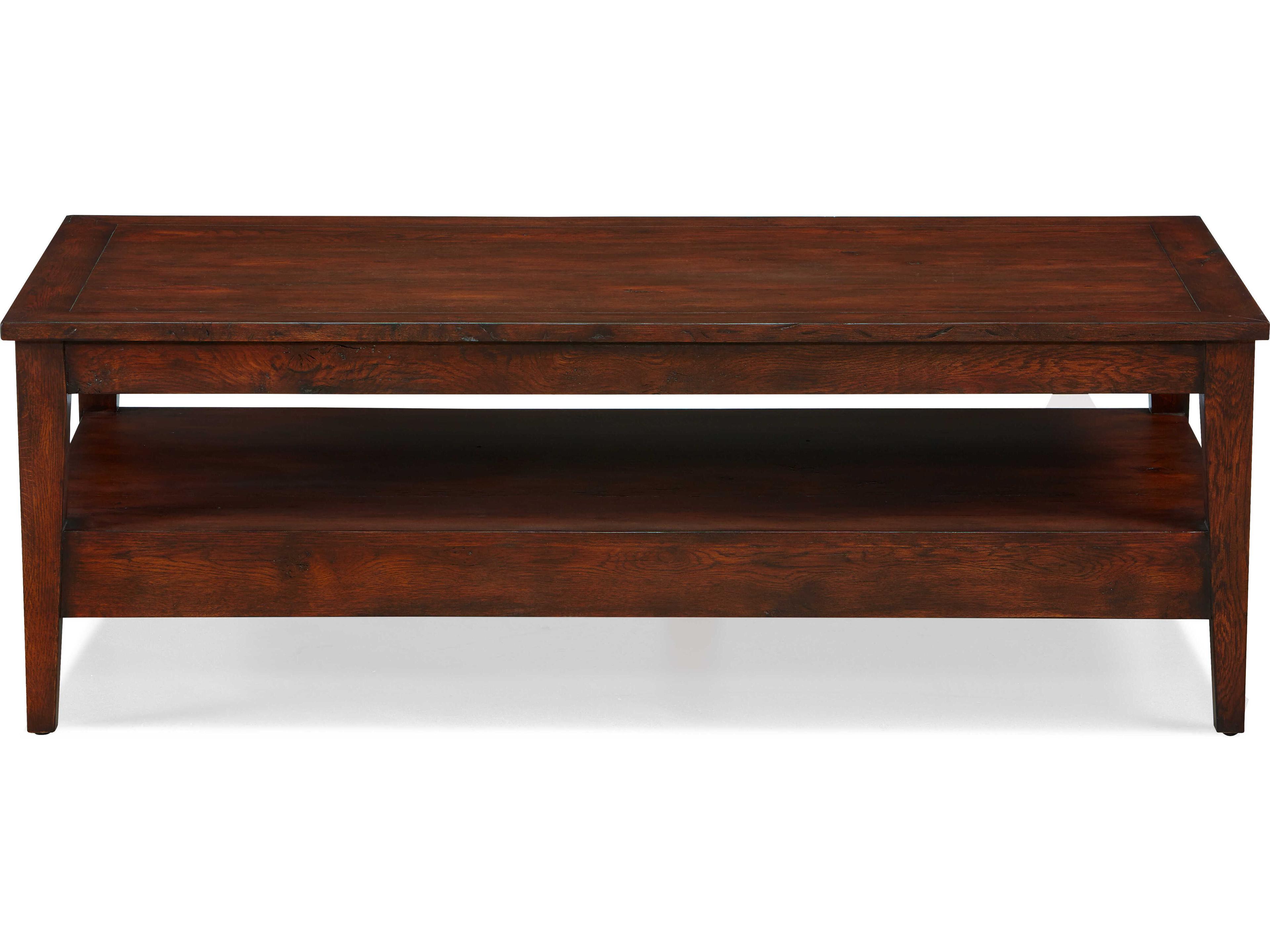 Sherrill Occasional Branson Rectangular Wood Umber Antiqued Brass Cocktail Table