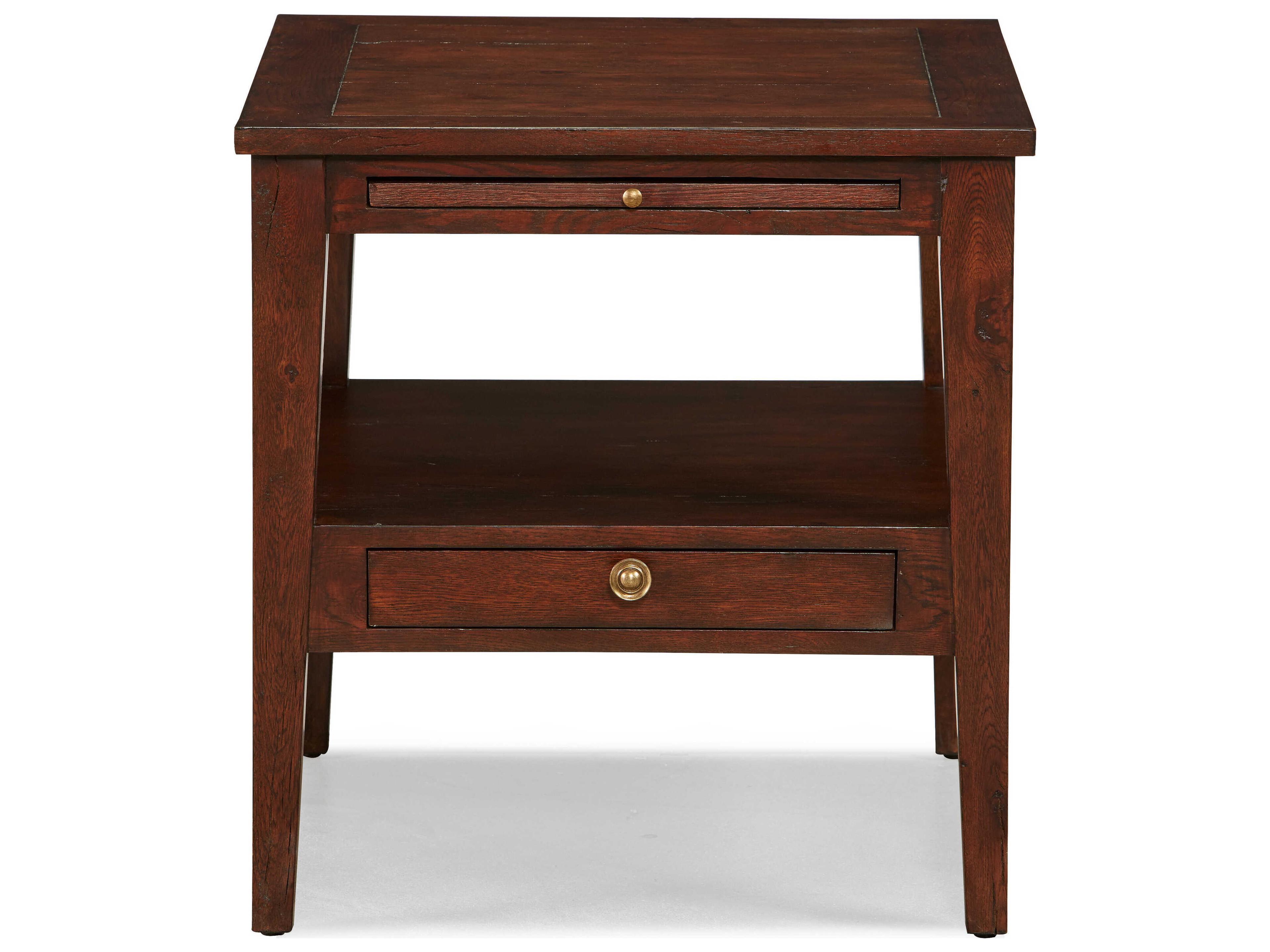 Sherrill Occasional Branson Rectangular Wood Umber Antiqued Brass Side Table