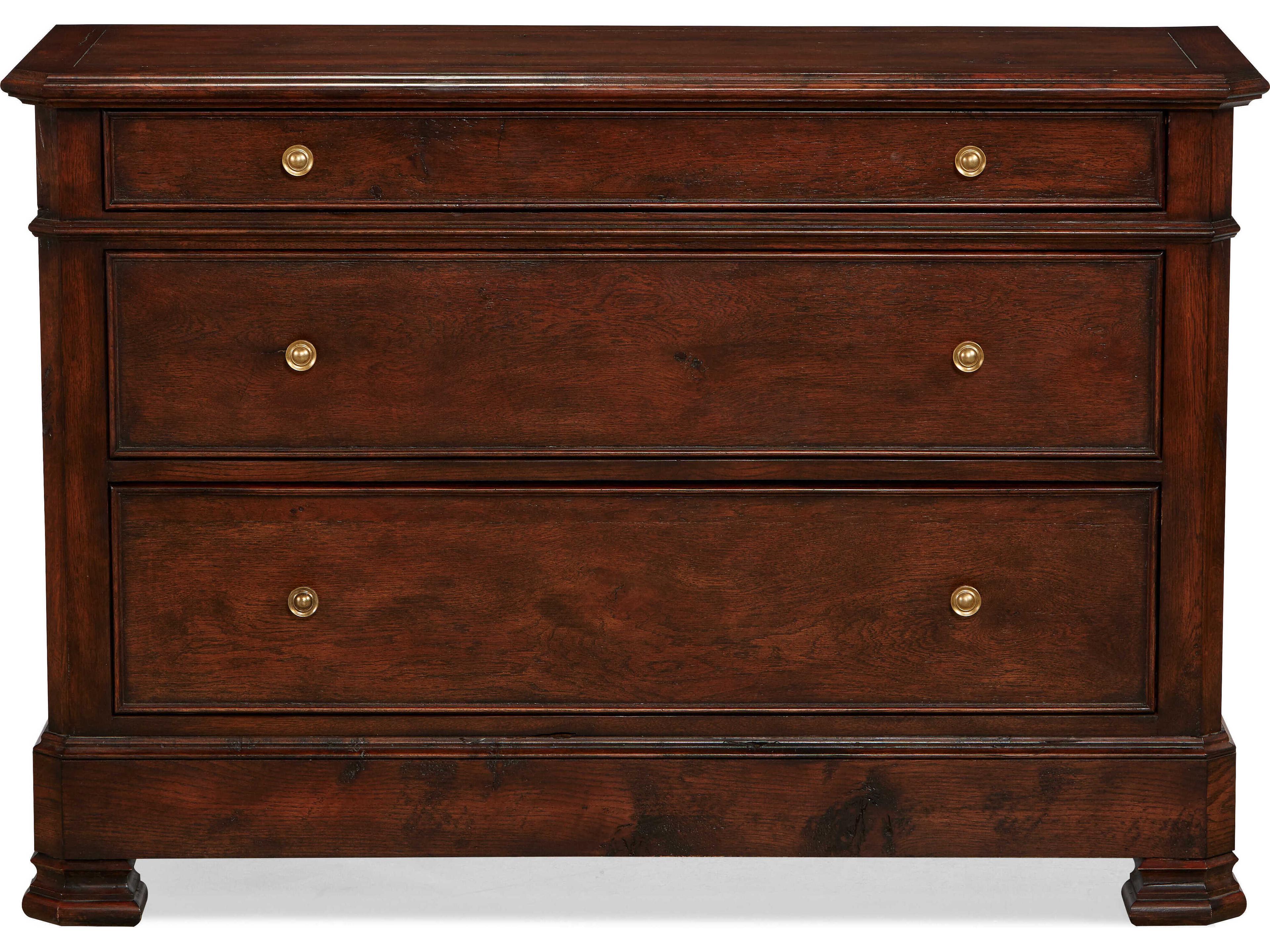 Sherrill Occasional Branson 3-Drawers Warm Umber Antique Brass Dresser