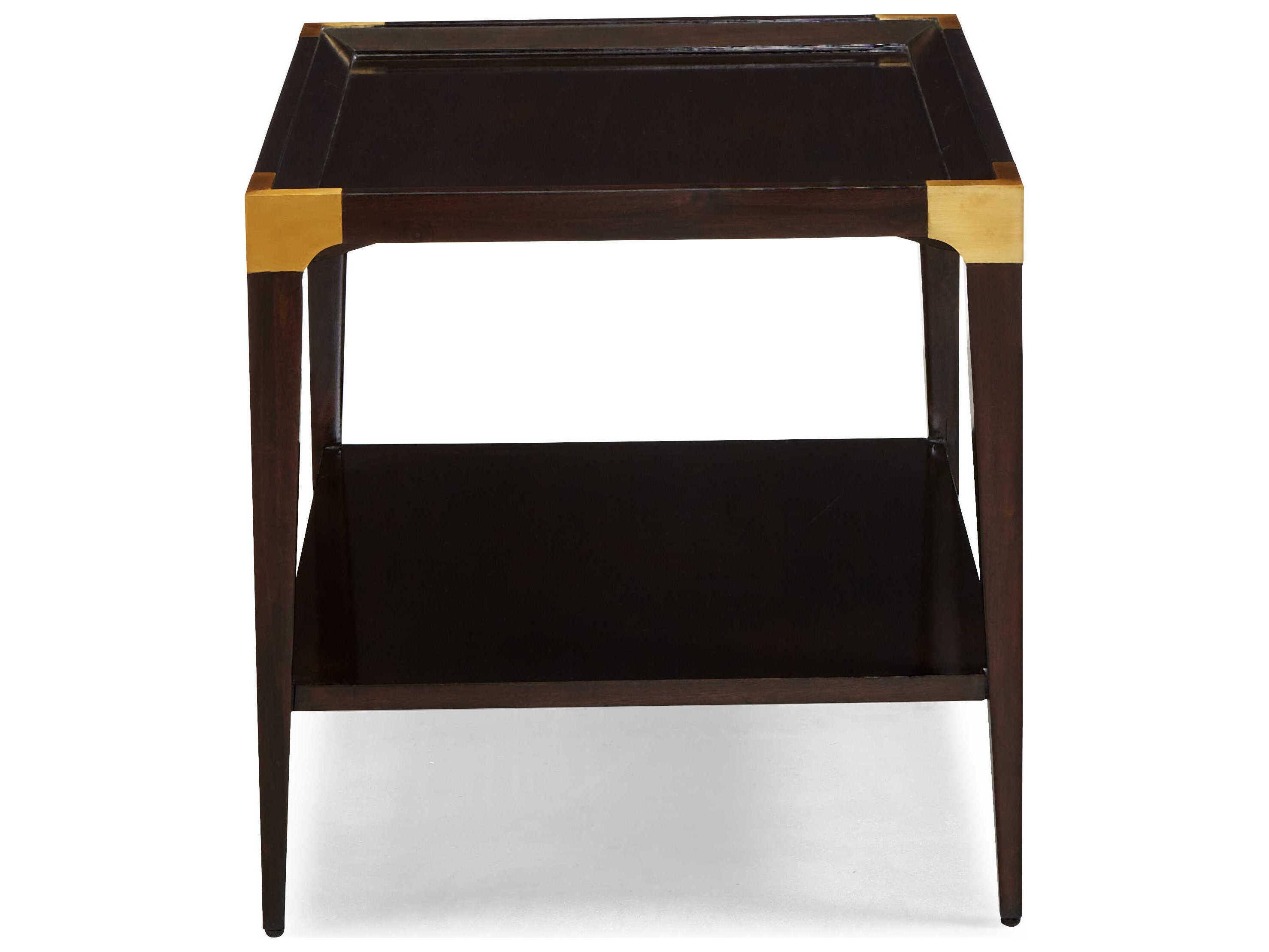 Sherrill Occasional Addison Rectangular Wood Mocha Antique Brass End Table