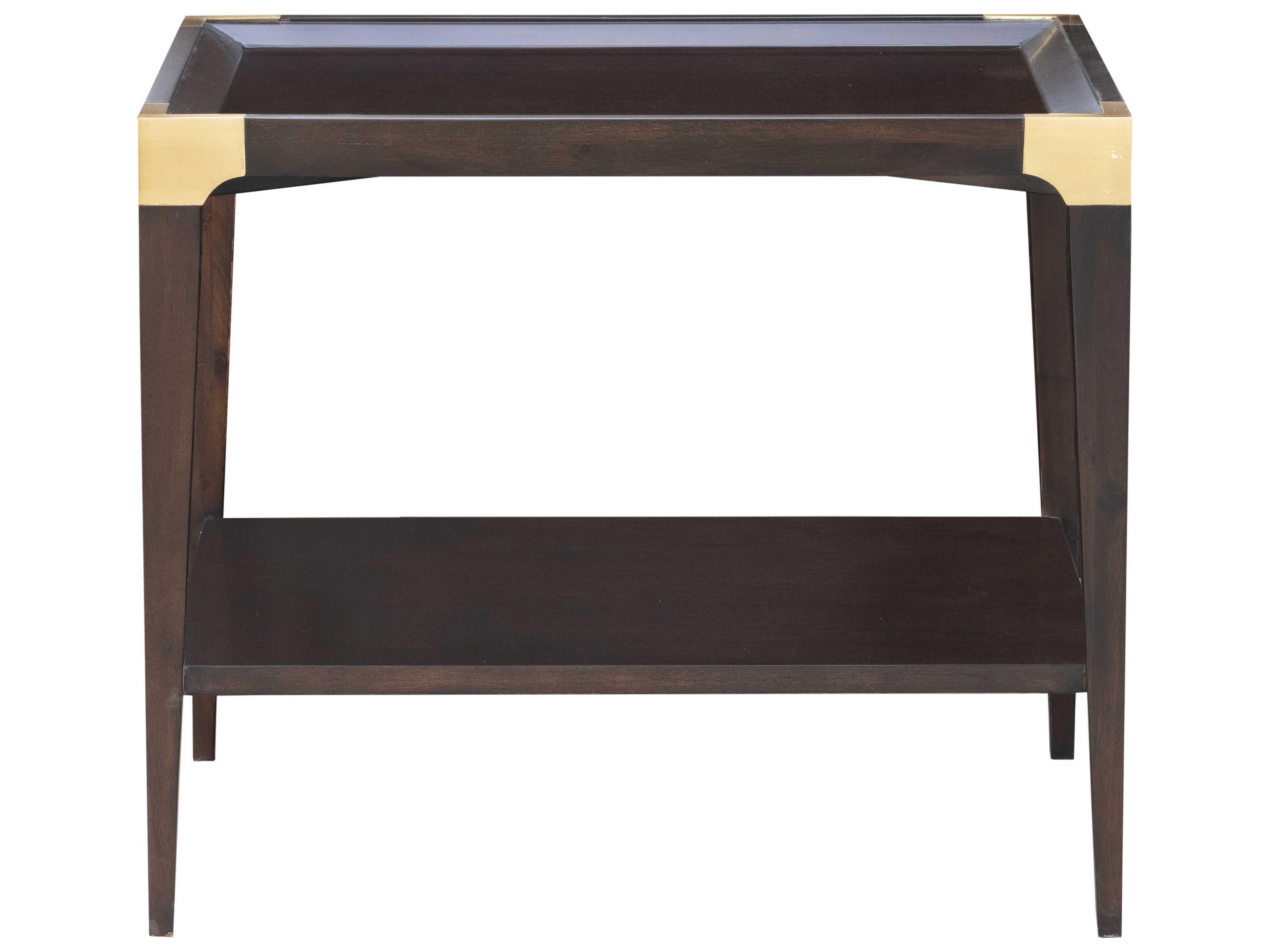 Sherrill Occasional Addison Rectangular Wood Mocha Antique Brass End Table