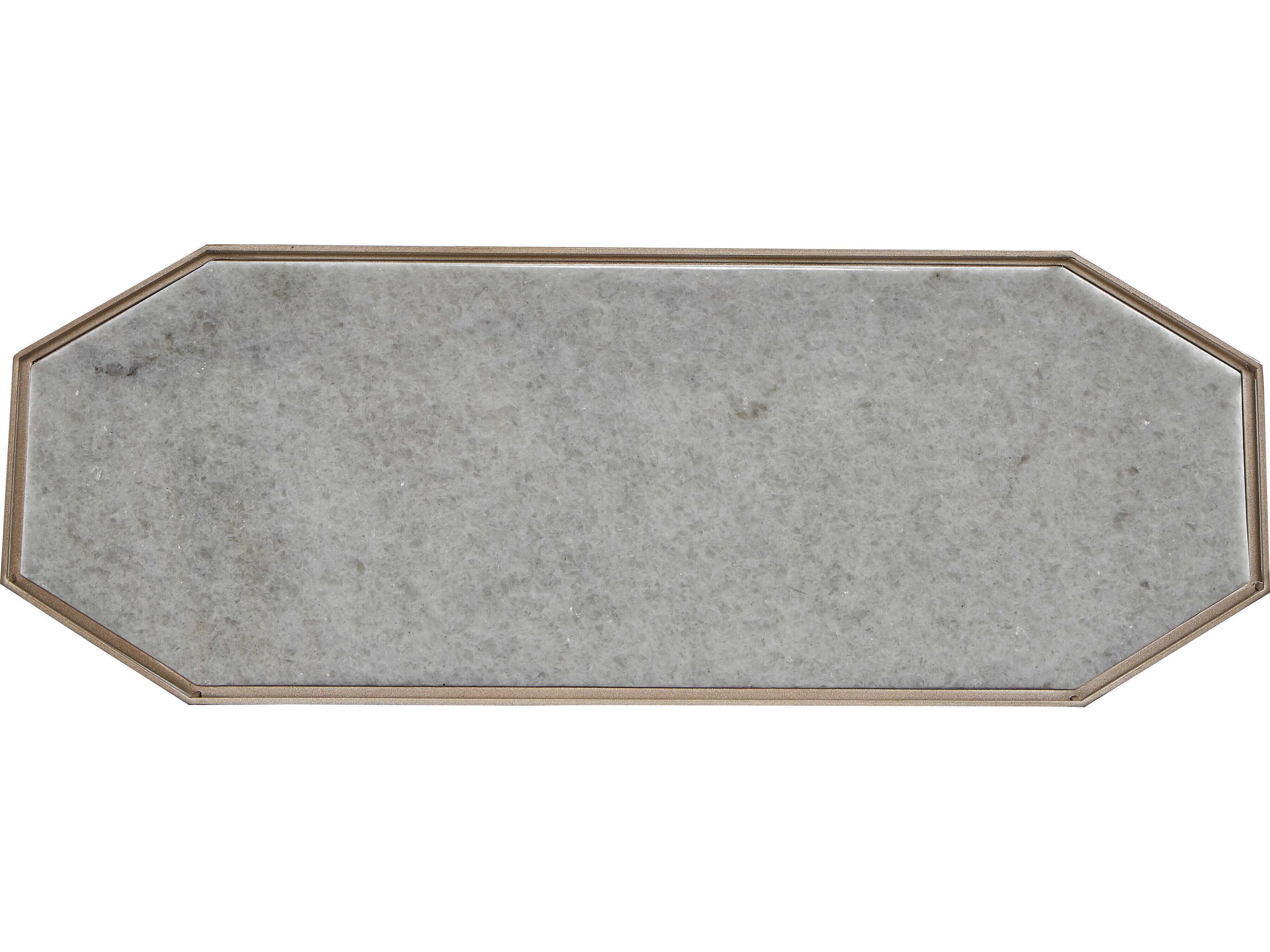 Sherrill Occasional Masterpiece Santiago Hexagon Salt Grain Marble Silver Leaf Wine Console Table