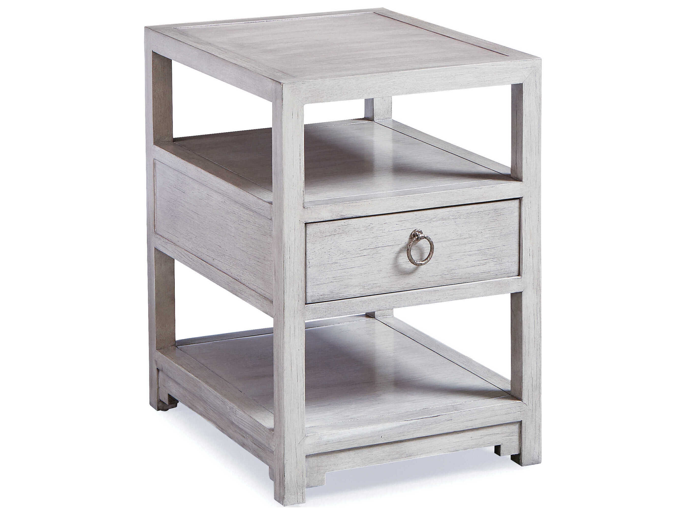 Sherrill Occasional Chesterfield Rectangular Wood Grey Breeze Pewter Hardware End Table