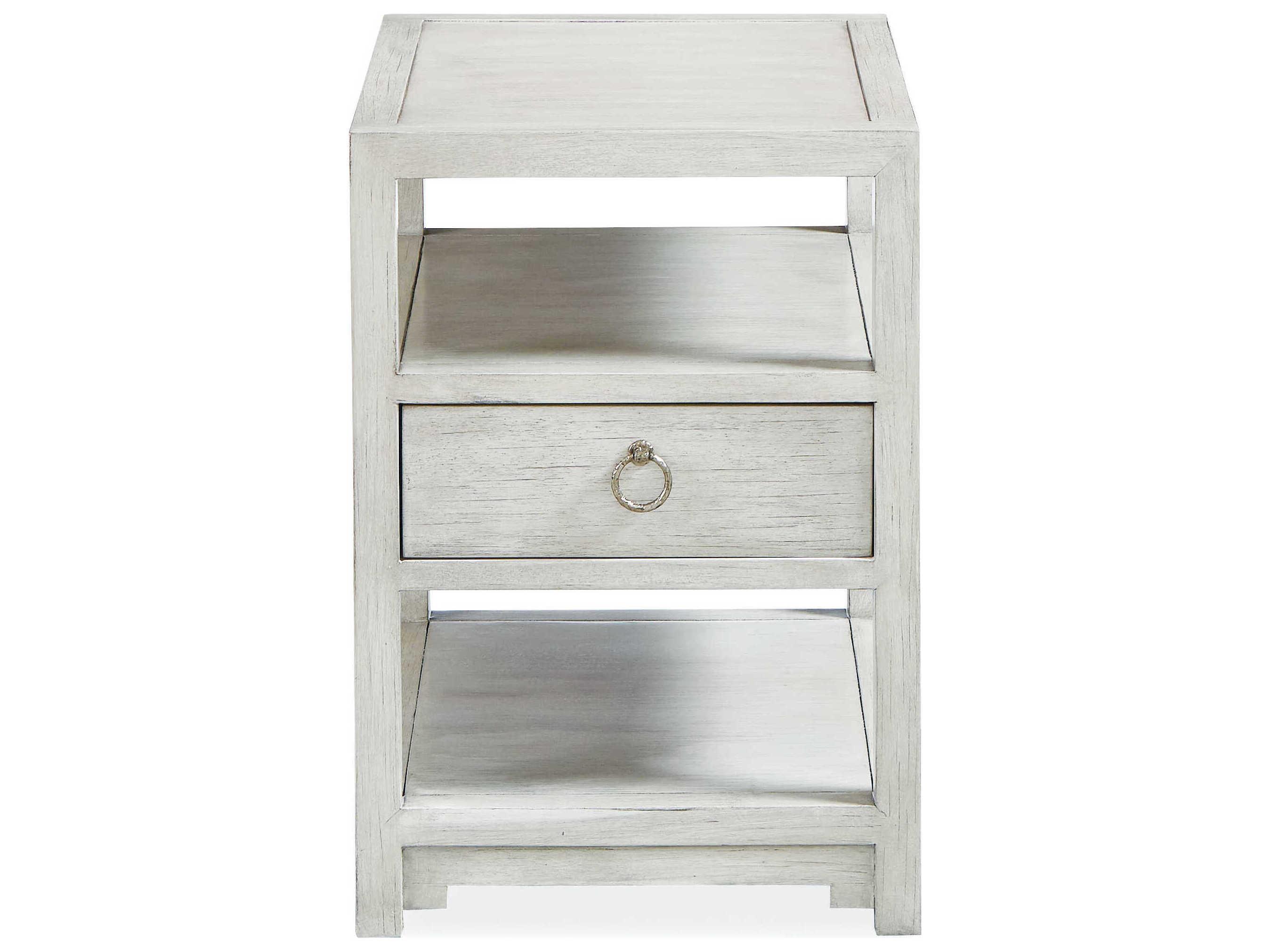 Sherrill Occasional Chesterfield Rectangular Wood Grey Breeze Pewter Hardware End Table