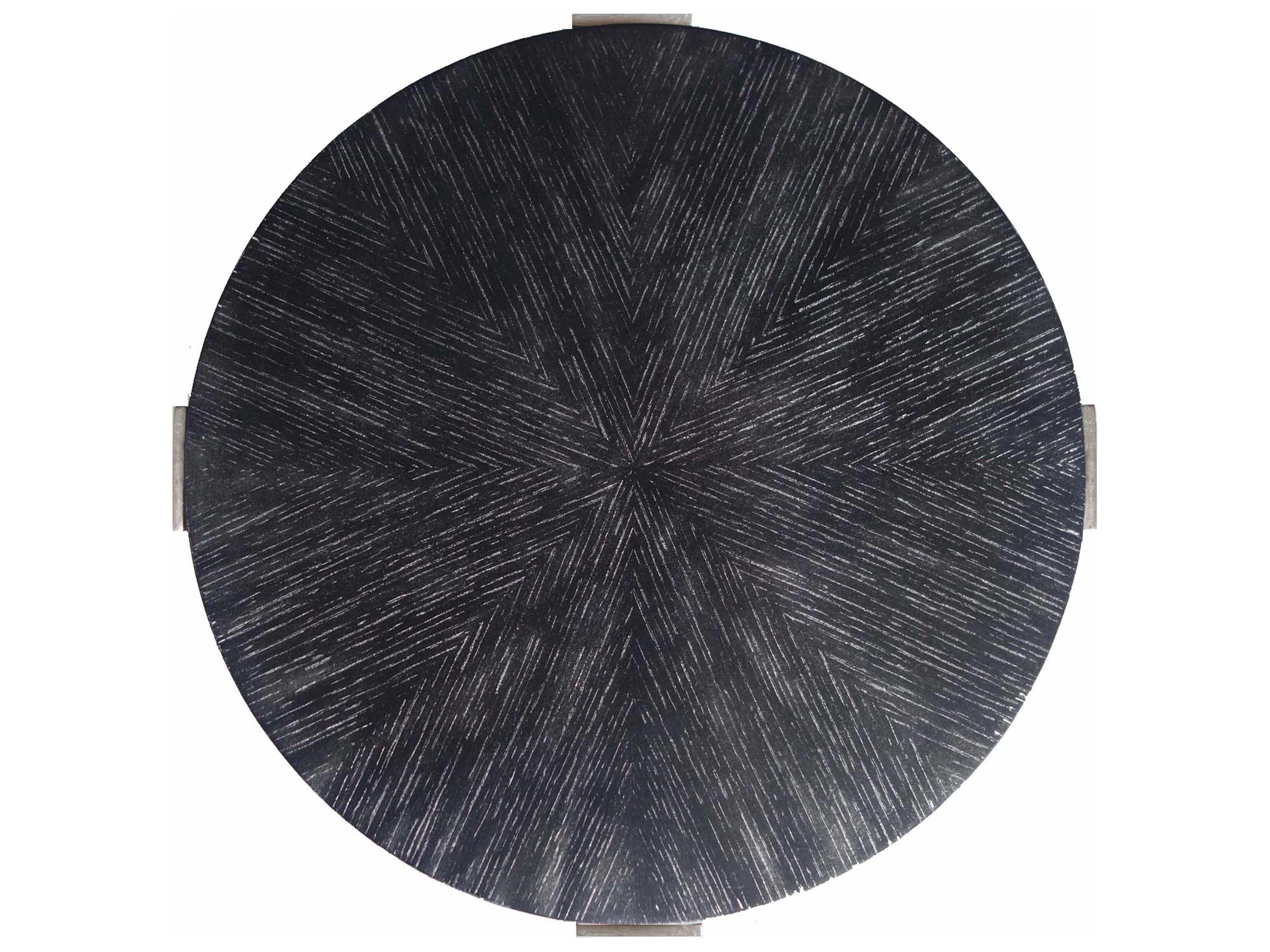 Sherrill Occasional Masterpiece Rhodes Round Wood Black Ebonized White Bronze Metal Drink Table