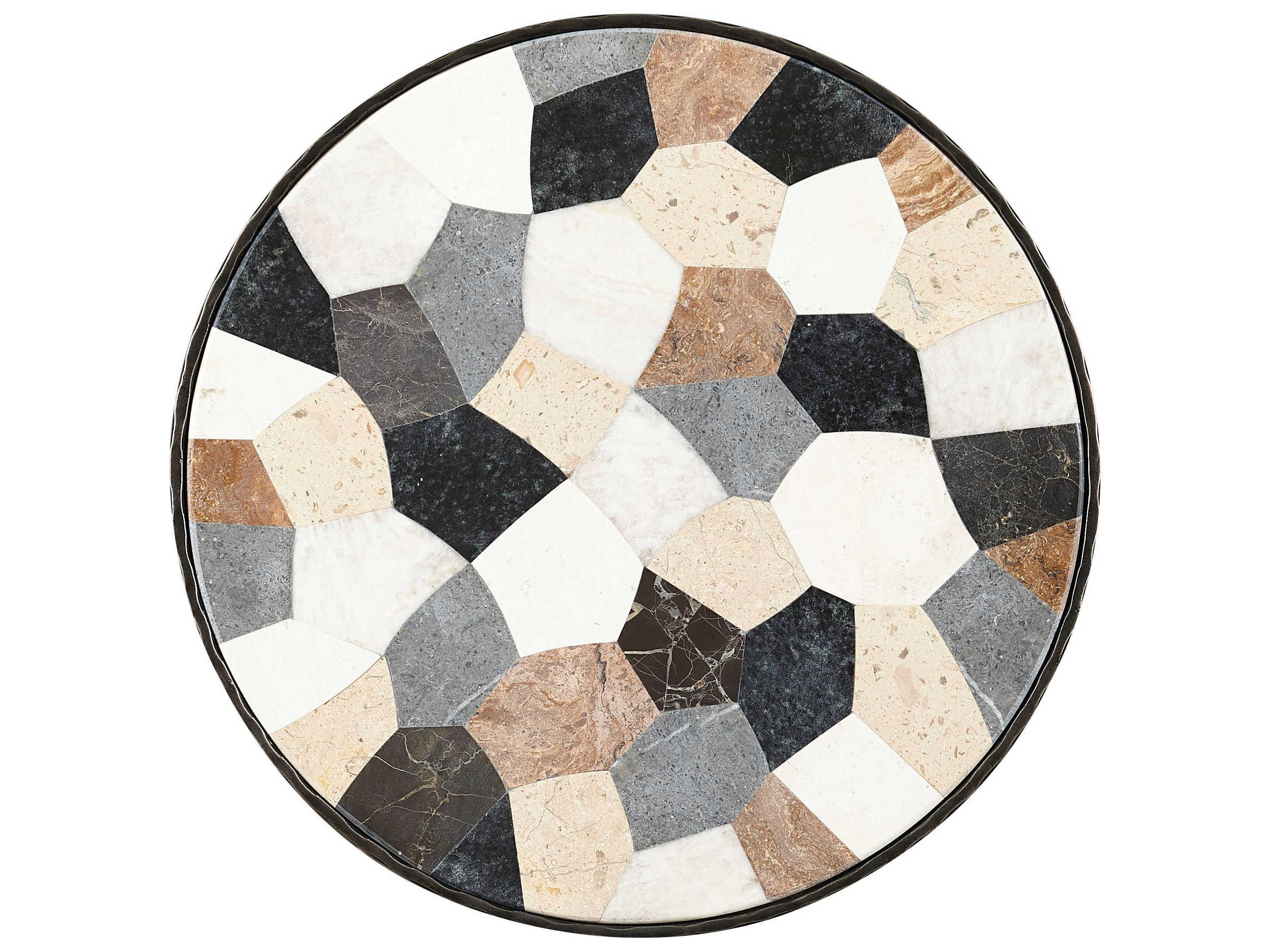 Sherrill Occasional Masterpiece Zola Round Assorted Stone Natural Iron End Table