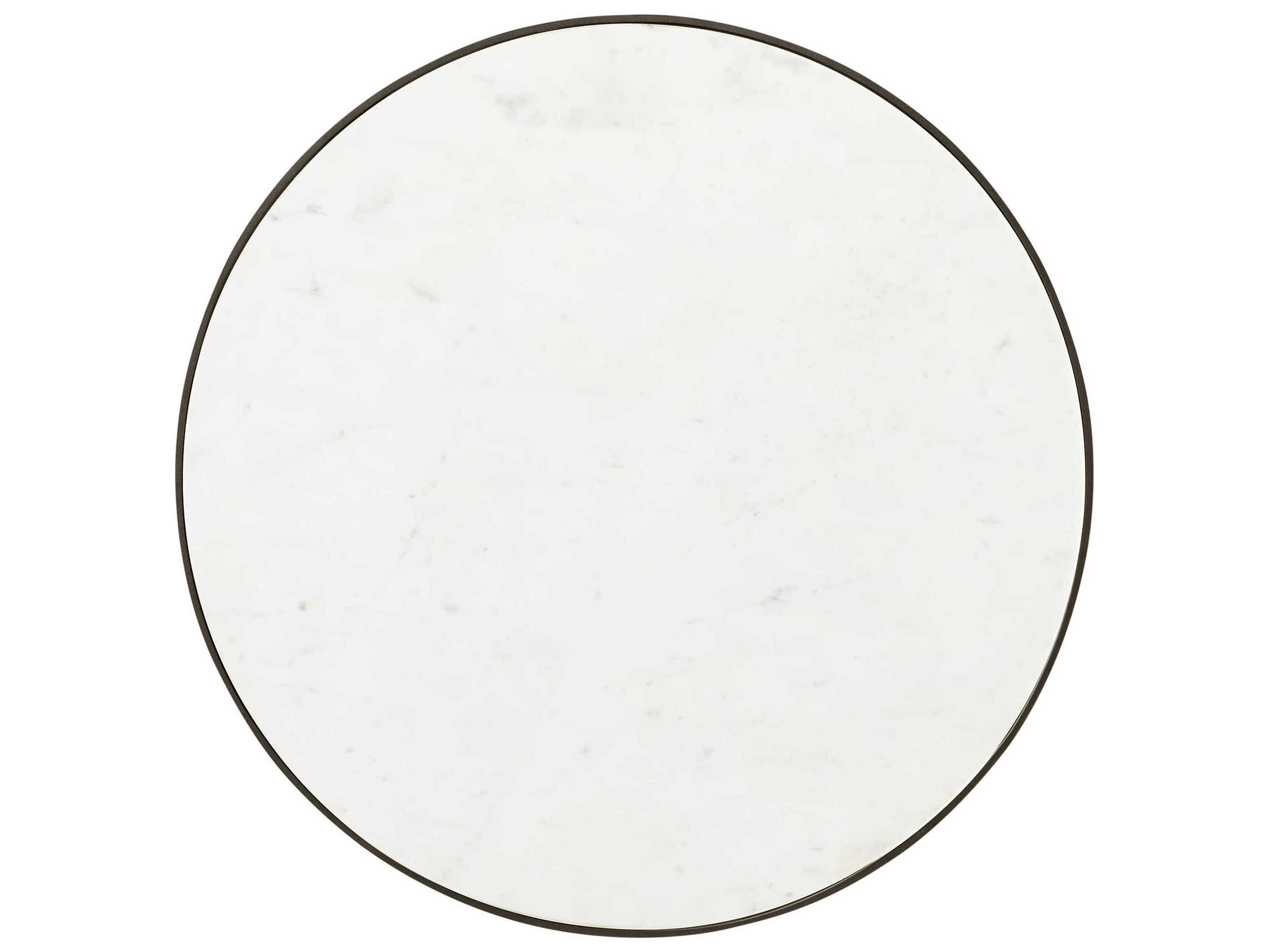 Sherrill Occasional Masterpiece Nash Round Marble Aged Bronze White End Table