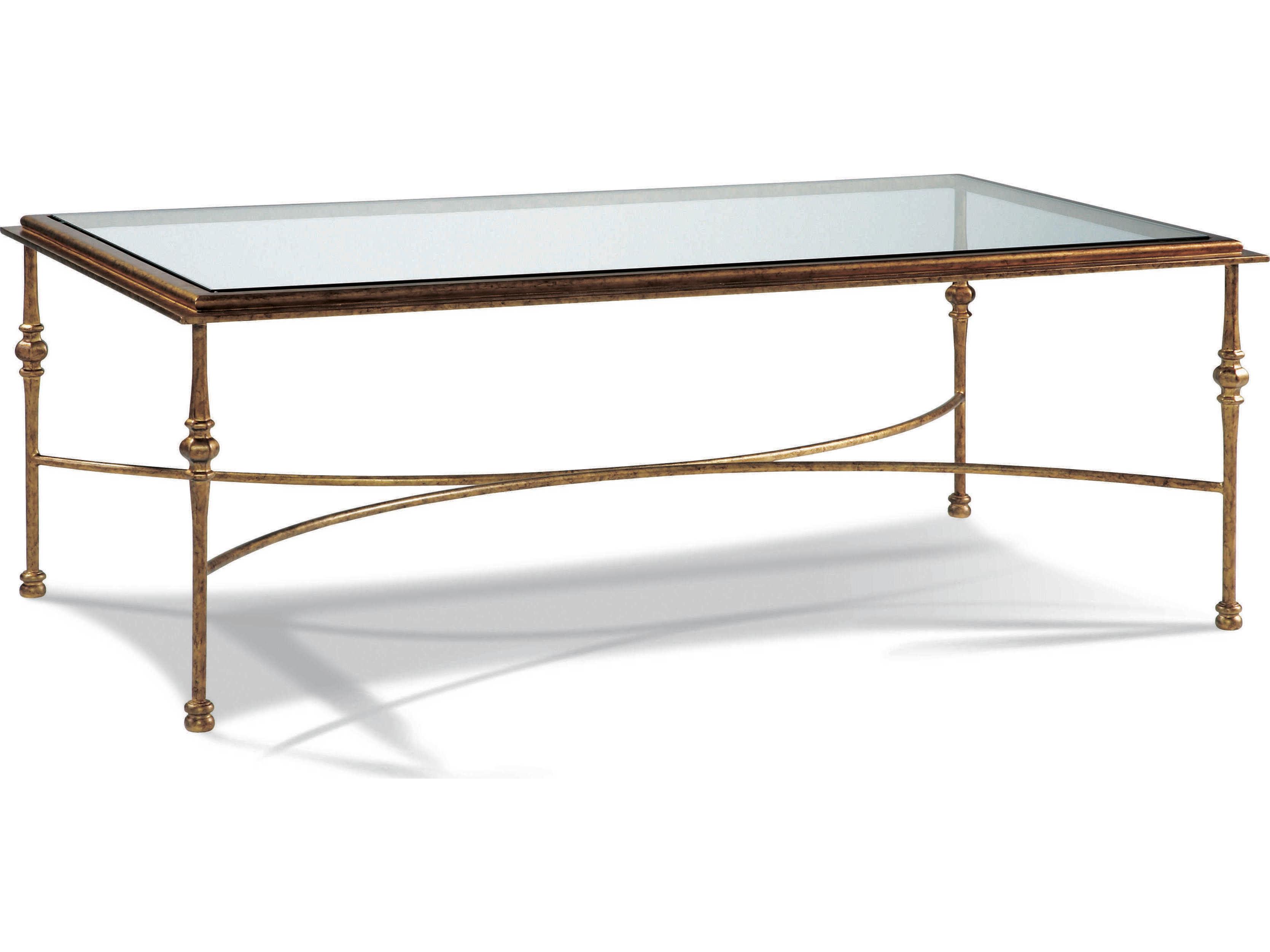 Sherrill Occasional Princeton Rectangular Glass Aged Gold Cocktail Table
