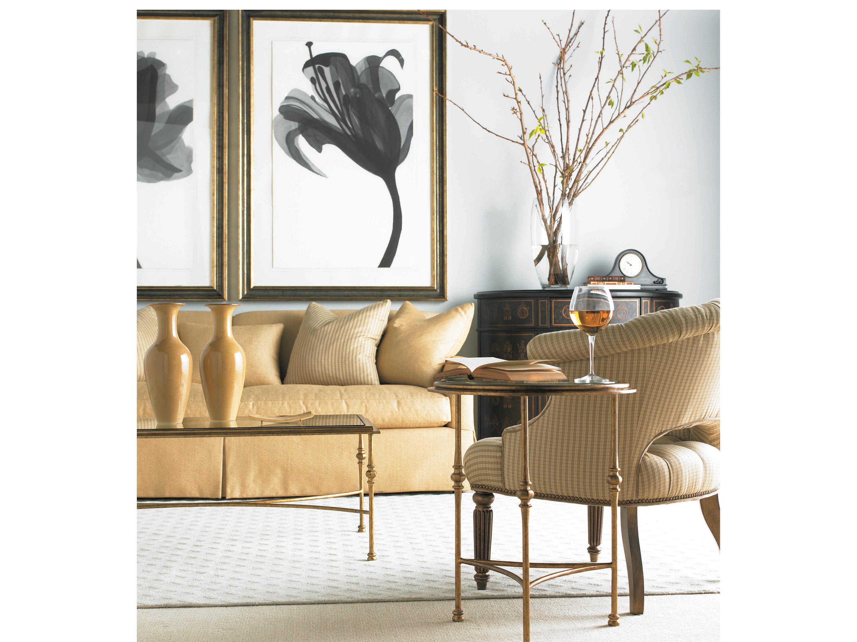 Sherrill Occasional Princeton Rectangular Glass Aged Gold Cocktail Table