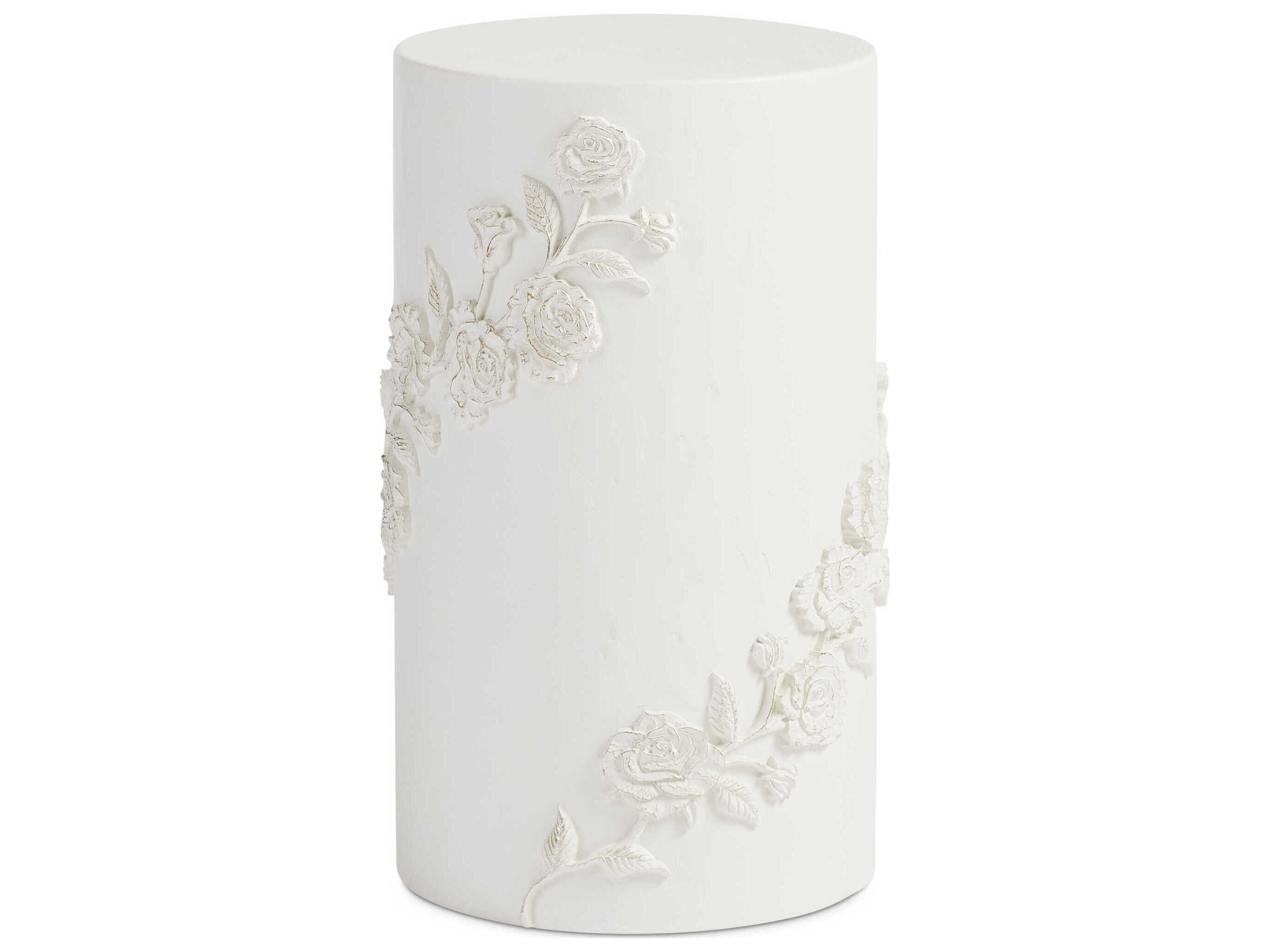 Sherrill Occasional Voyage Maison Lavish Malibu Rose Round Concrete Matte White Gold Tipped Accent Table