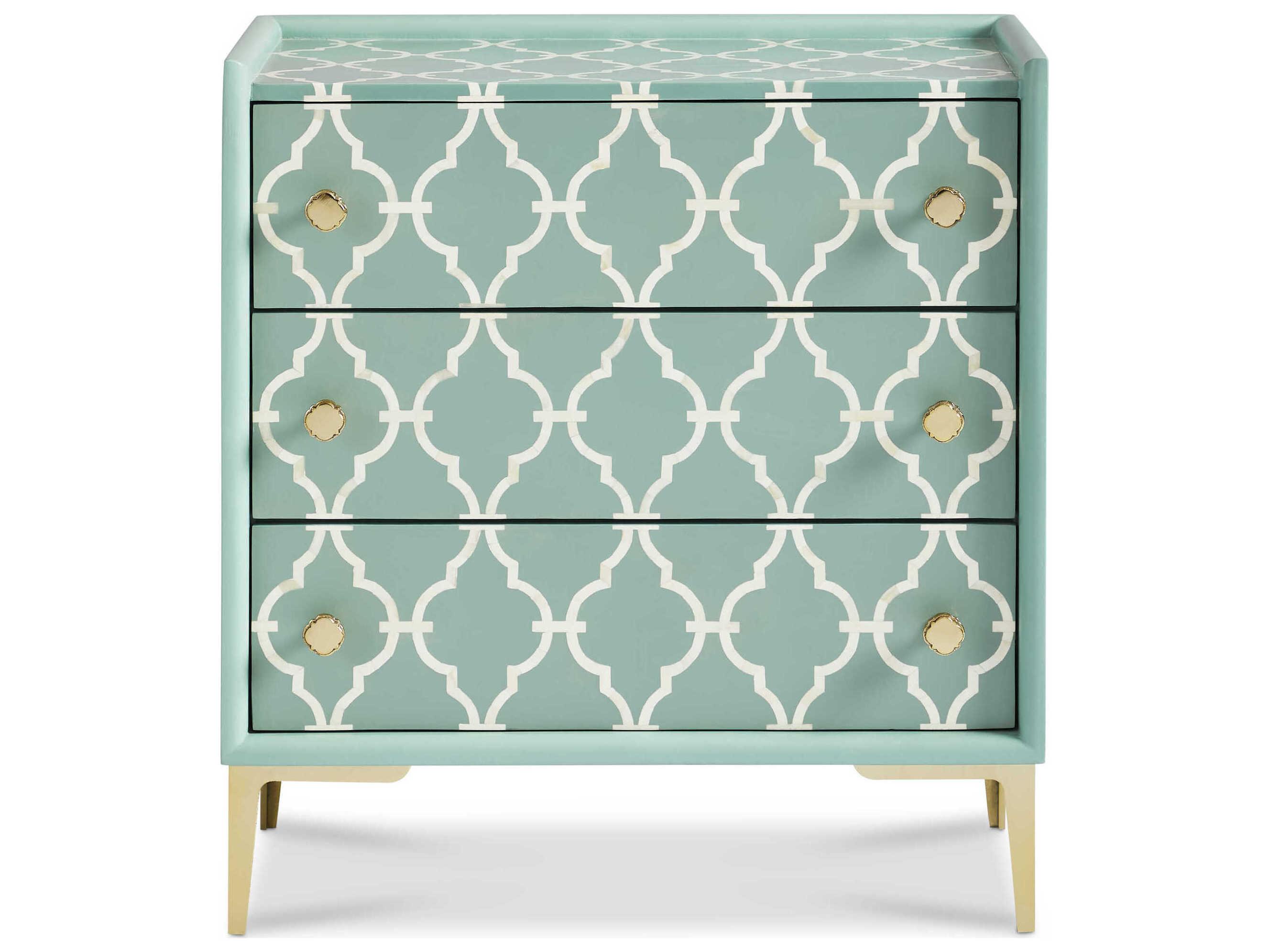 Sherrill Occasional Voyage Maison Kira Gold Turquoise White Green Acacia Wood Accent Chest