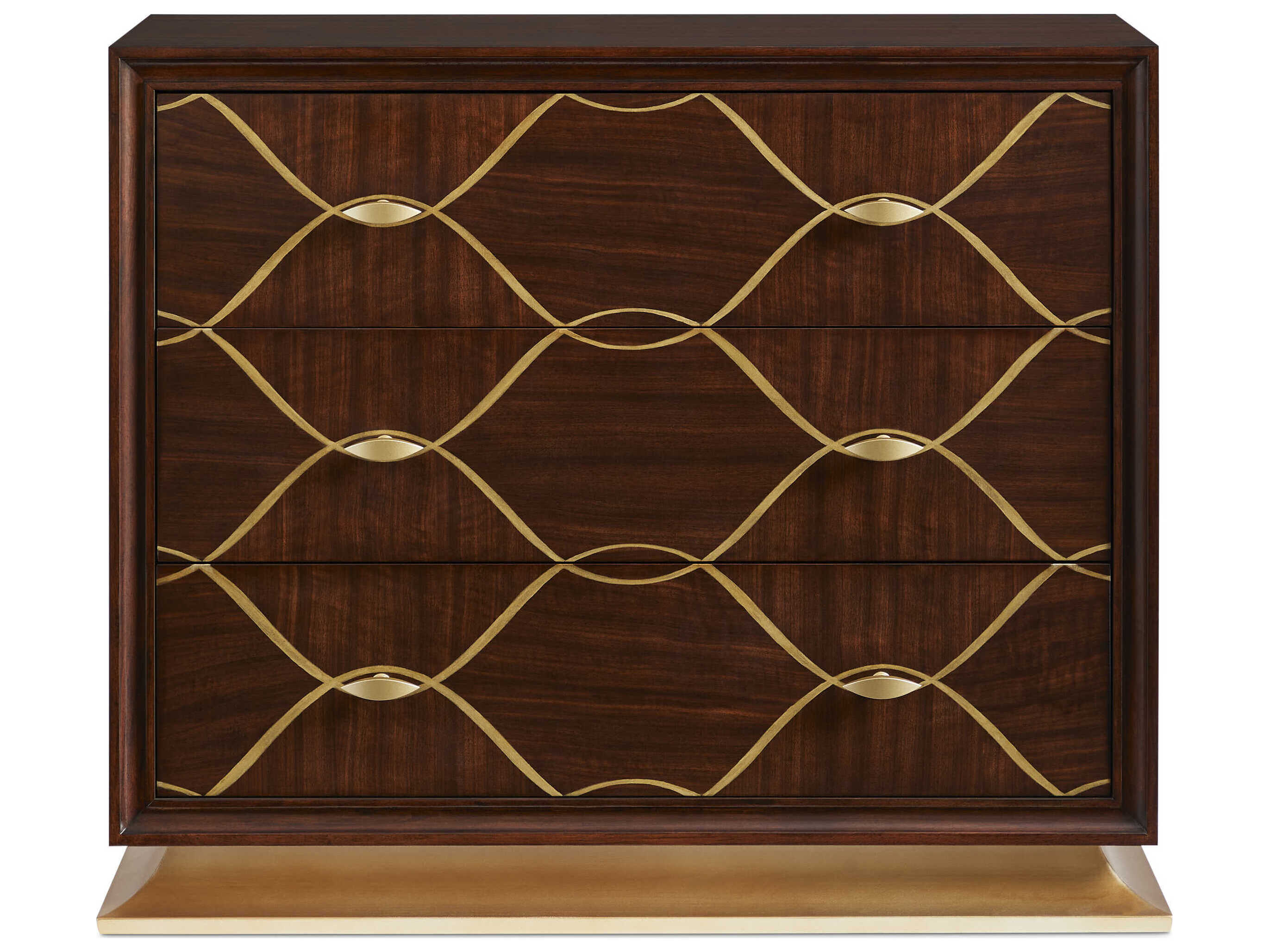Sherrill Occasional Voyage Maison Royce Brown Aged Gold Walnut Wood Accent Chest