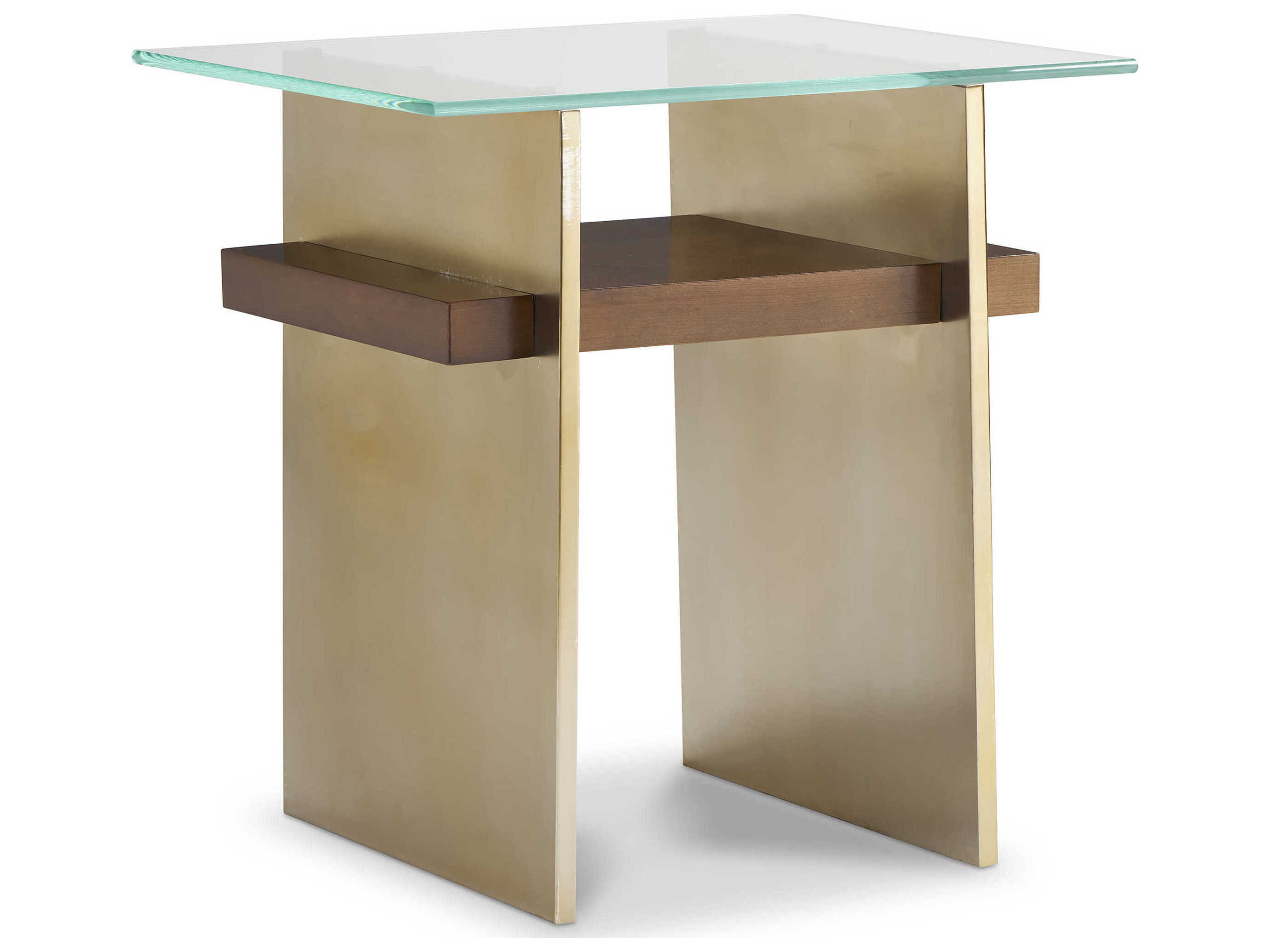 Sherrill Occasional Voyage Maison Landers Rectangular Rattan Longwood Clear Satin Brass End Table