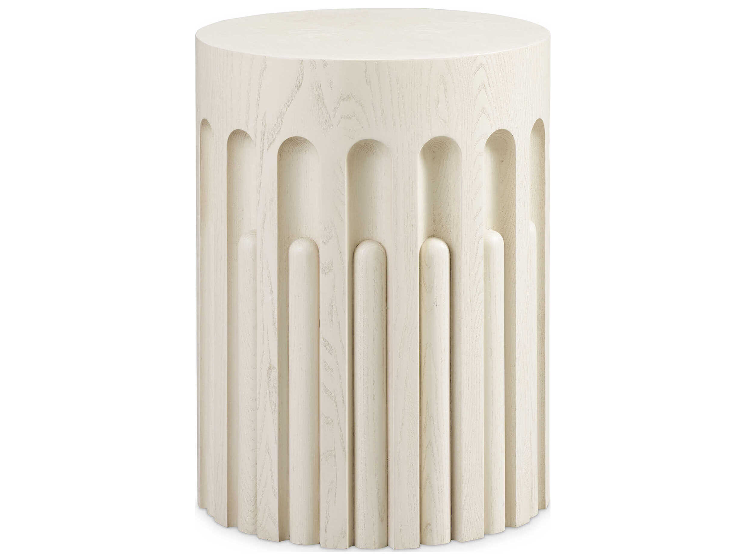 Sherrill Occasional Voyage Maison Carrie Round Wood White Sand Accent Table