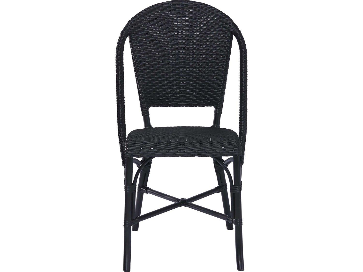 Sika Design Alu Affaire Aluminum Sofie Stackable Bistro Side Chair in Black/Cappuccino Dots