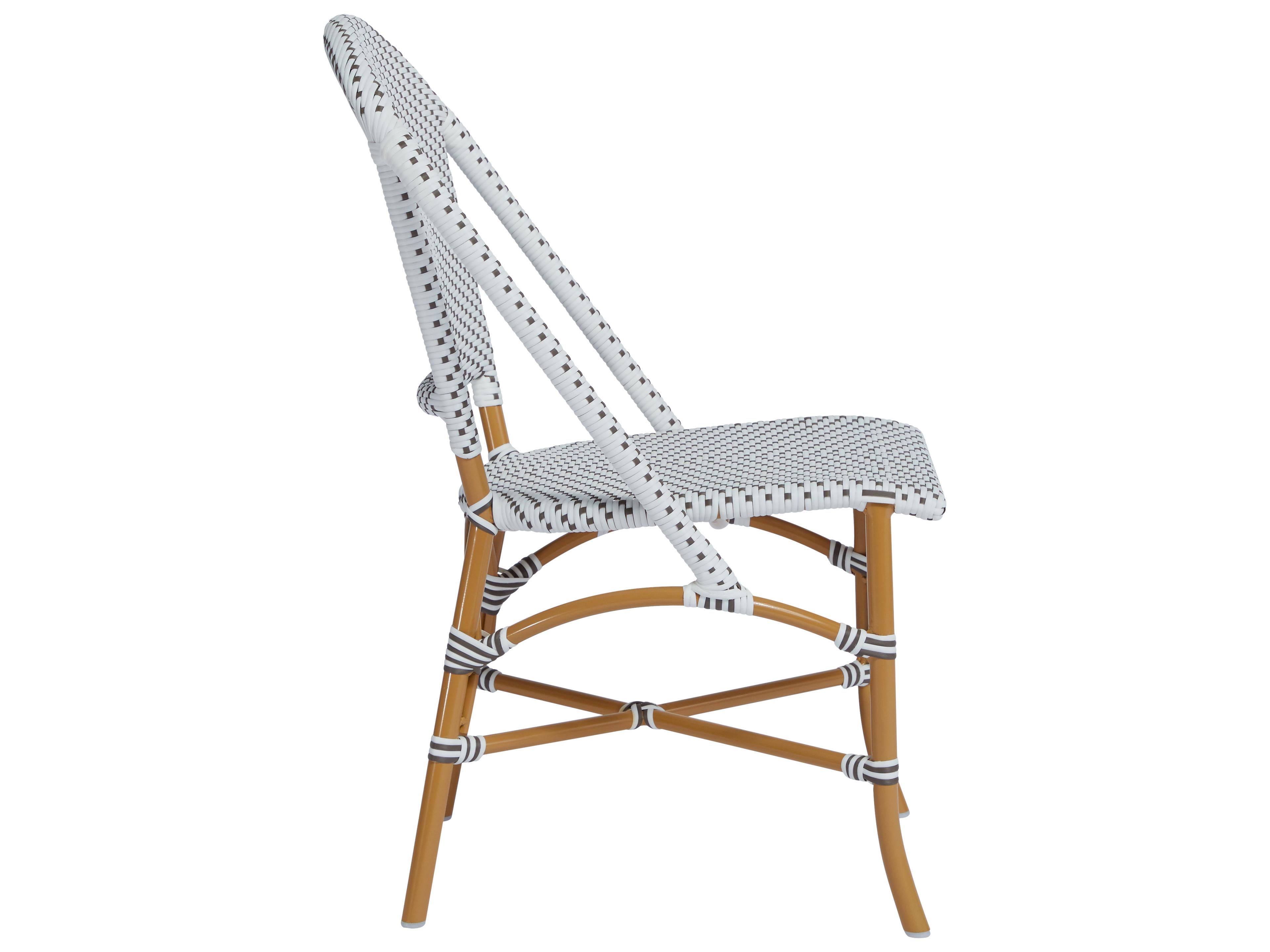 Sika Design Alu Affaire Aluminum Almond Sofie Stackable Bistro Side Chair in White/Cappuccino Dots