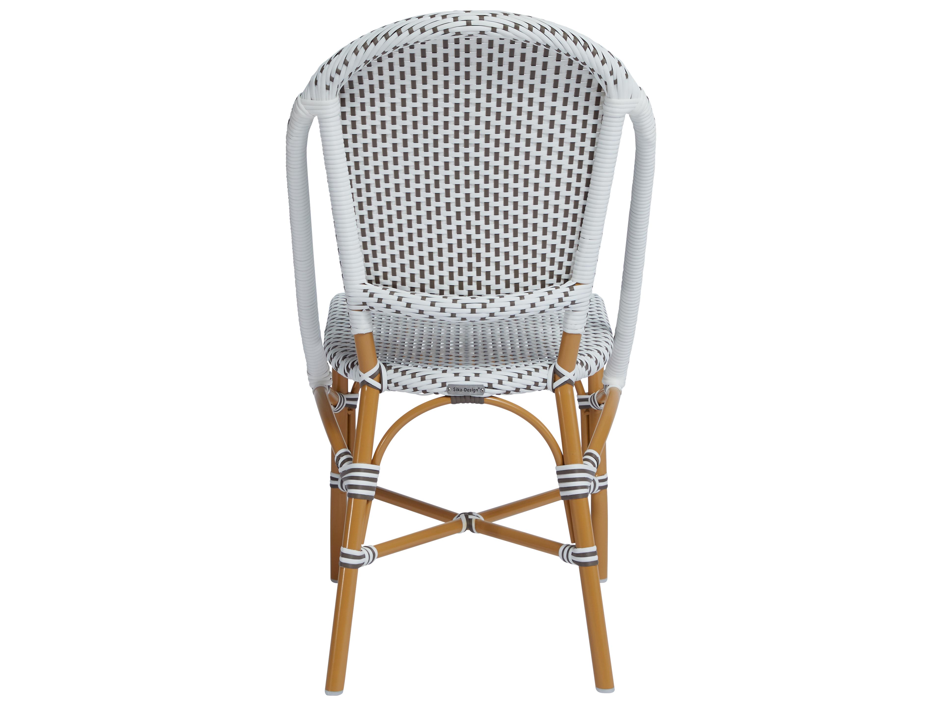 Sika Design Alu Affaire Aluminum Almond Sofie Stackable Bistro Side Chair in White/Cappuccino Dots