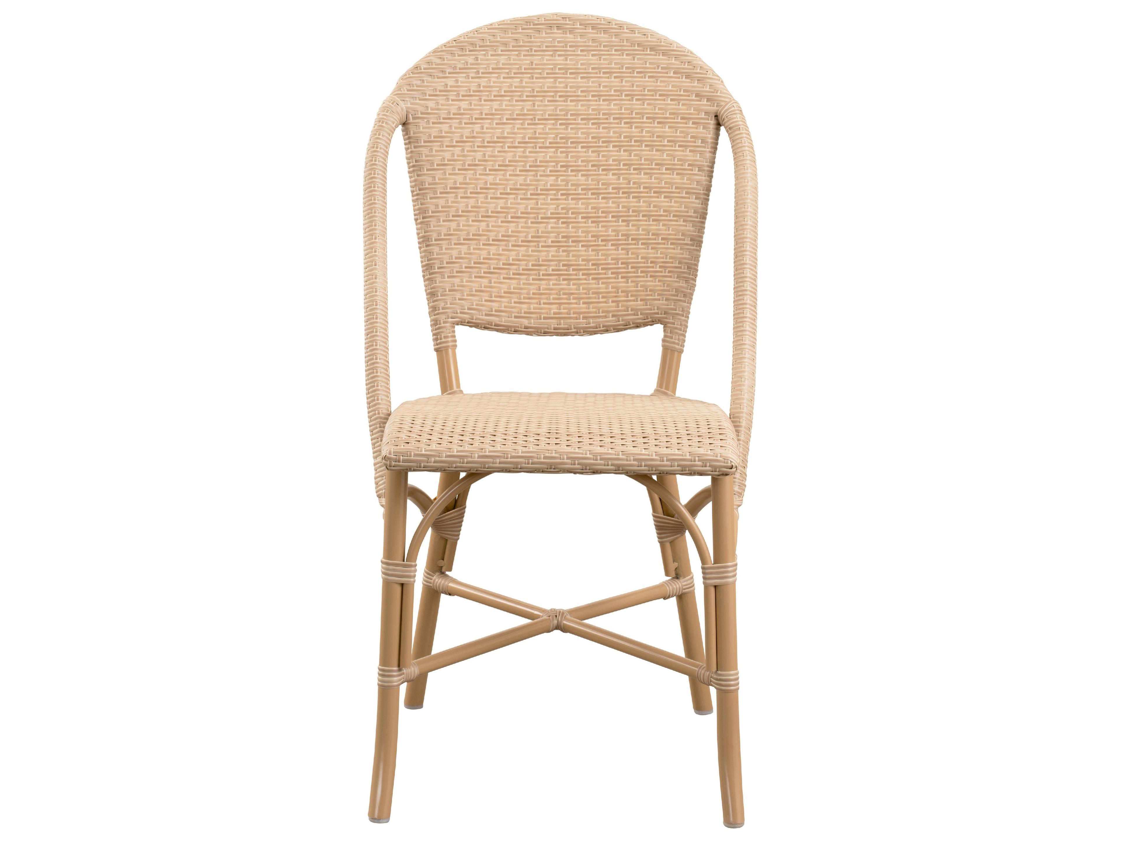 Sika Design Alu Affaire Aluminum Natural with Natural Dot Rattan Sofie Stackable Outdoor Dining Side Chair