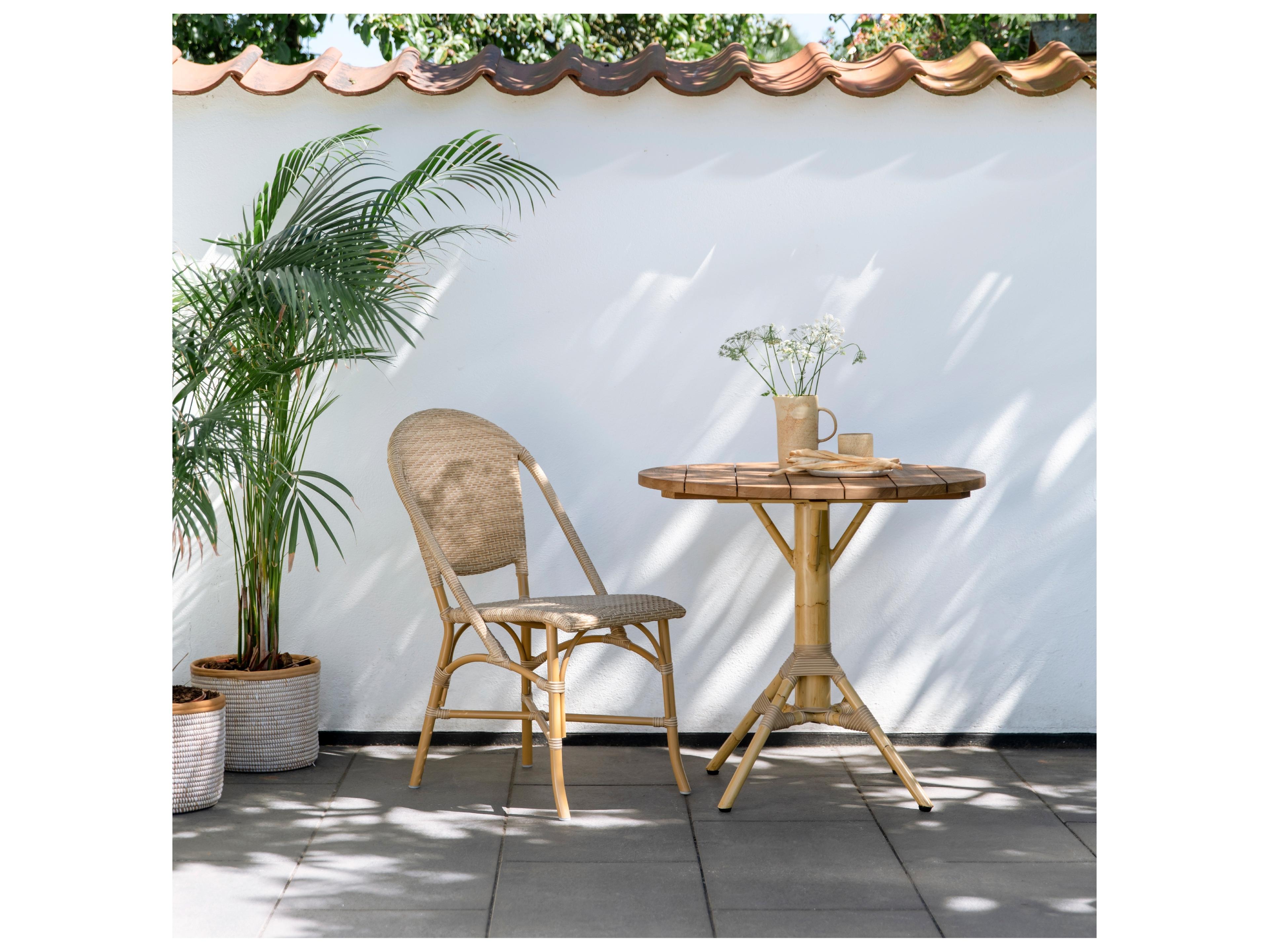 Sika Design Alu Affaire Aluminum Natural with Natural Dot Rattan Sofie Stackable Outdoor Dining Side Chair