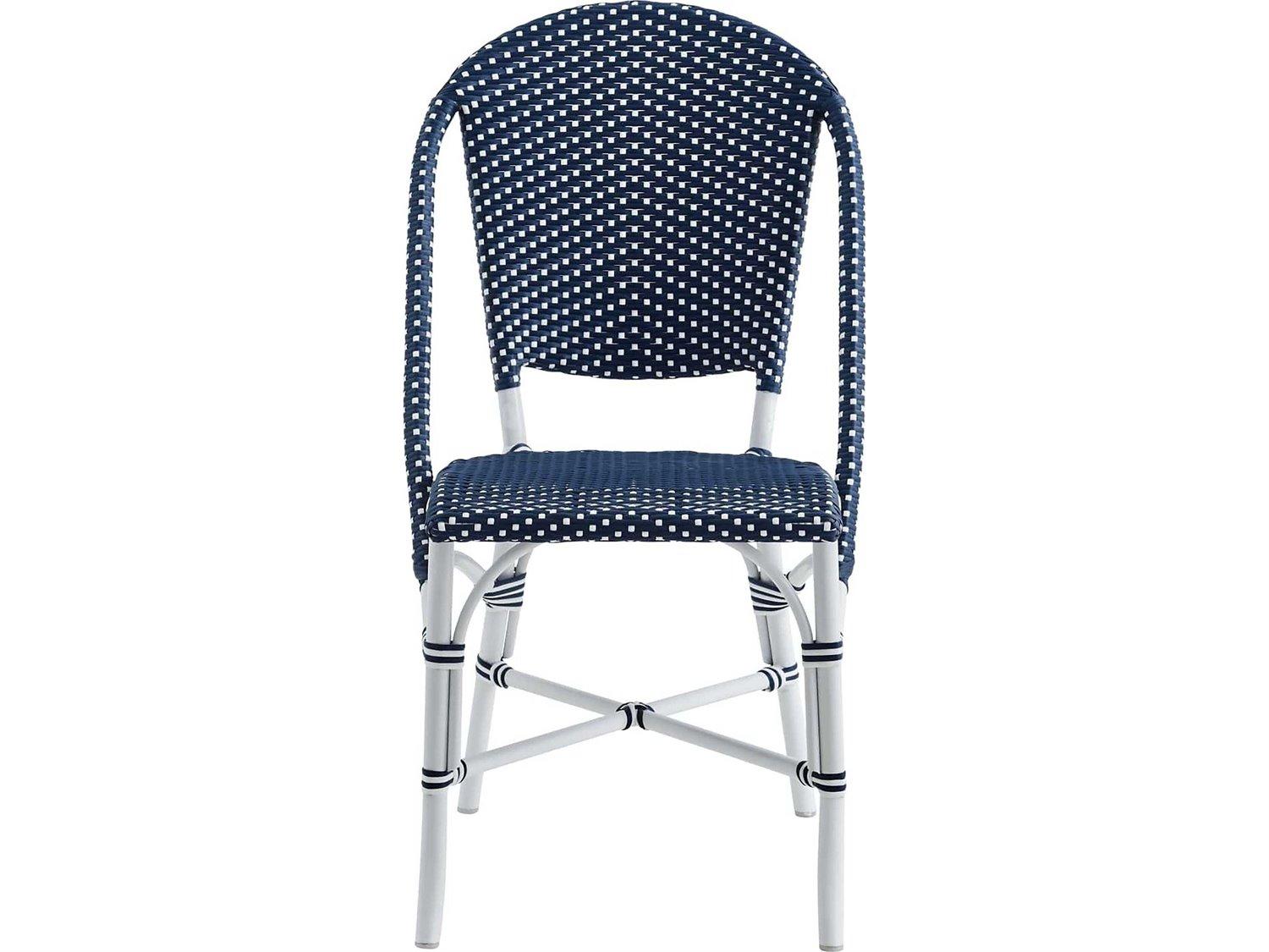 Sika Design Alu Affaire Aluminum Sofie Stackable Bistro Side Chair in Navy Blue/White Dots
