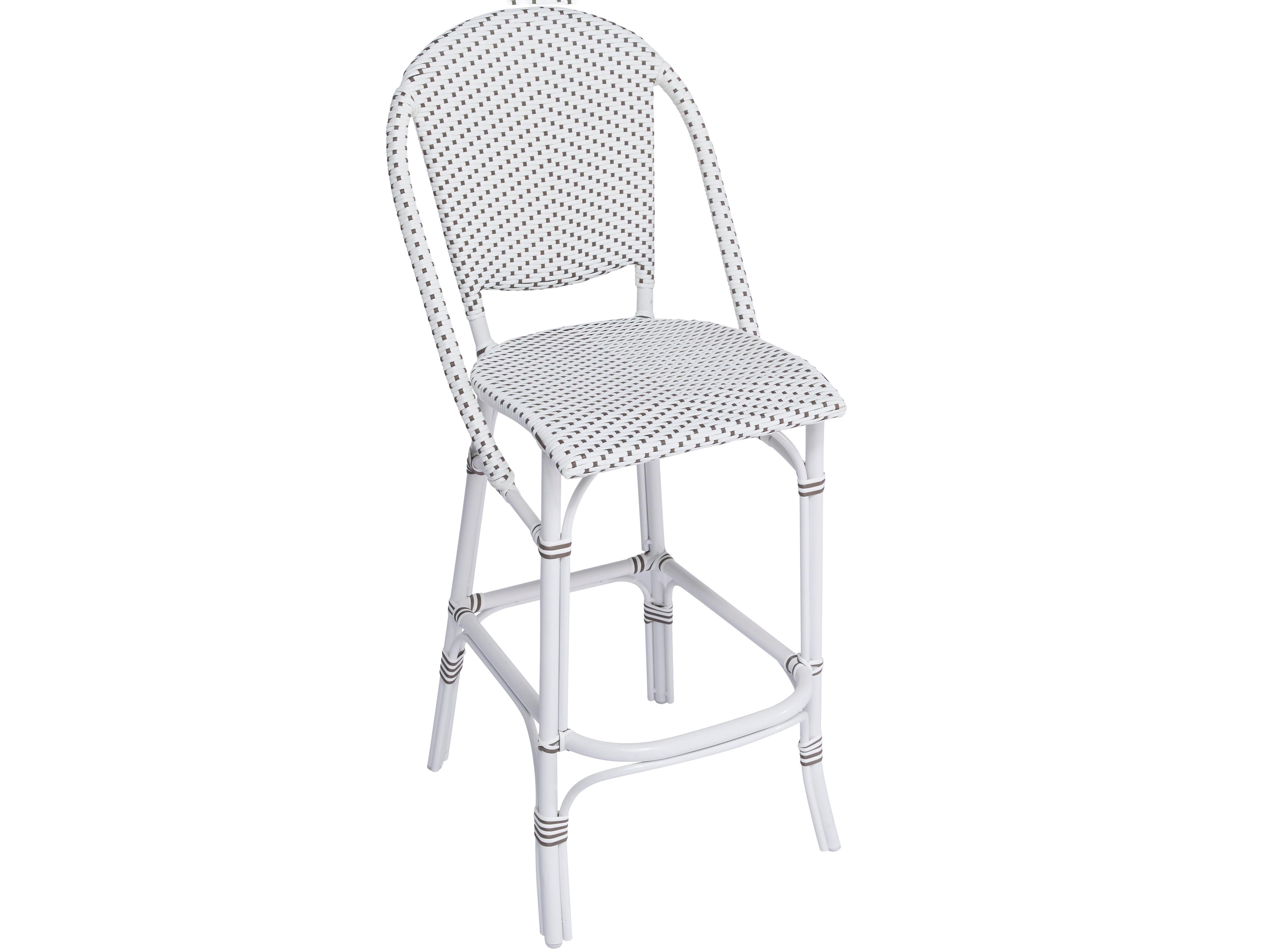 Sika Design Alu Affaire Aluminum White Sofie Stackable Patio Bar Stool in White/Cappuccino Dots