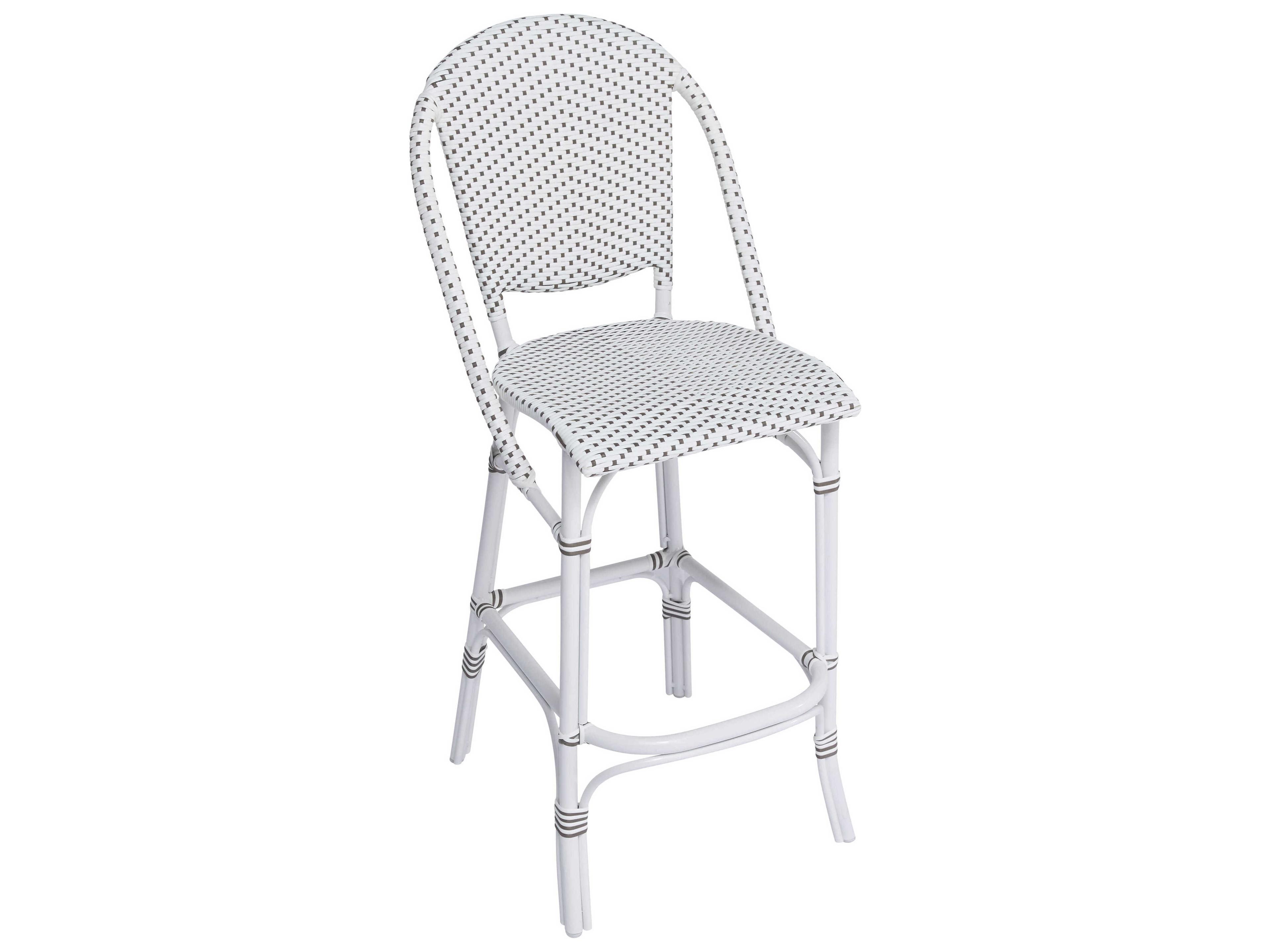 Sika Design Alu Affaire Aluminum White Sofie Stackable Patio Bar Stool in White/Cappuccino Dots