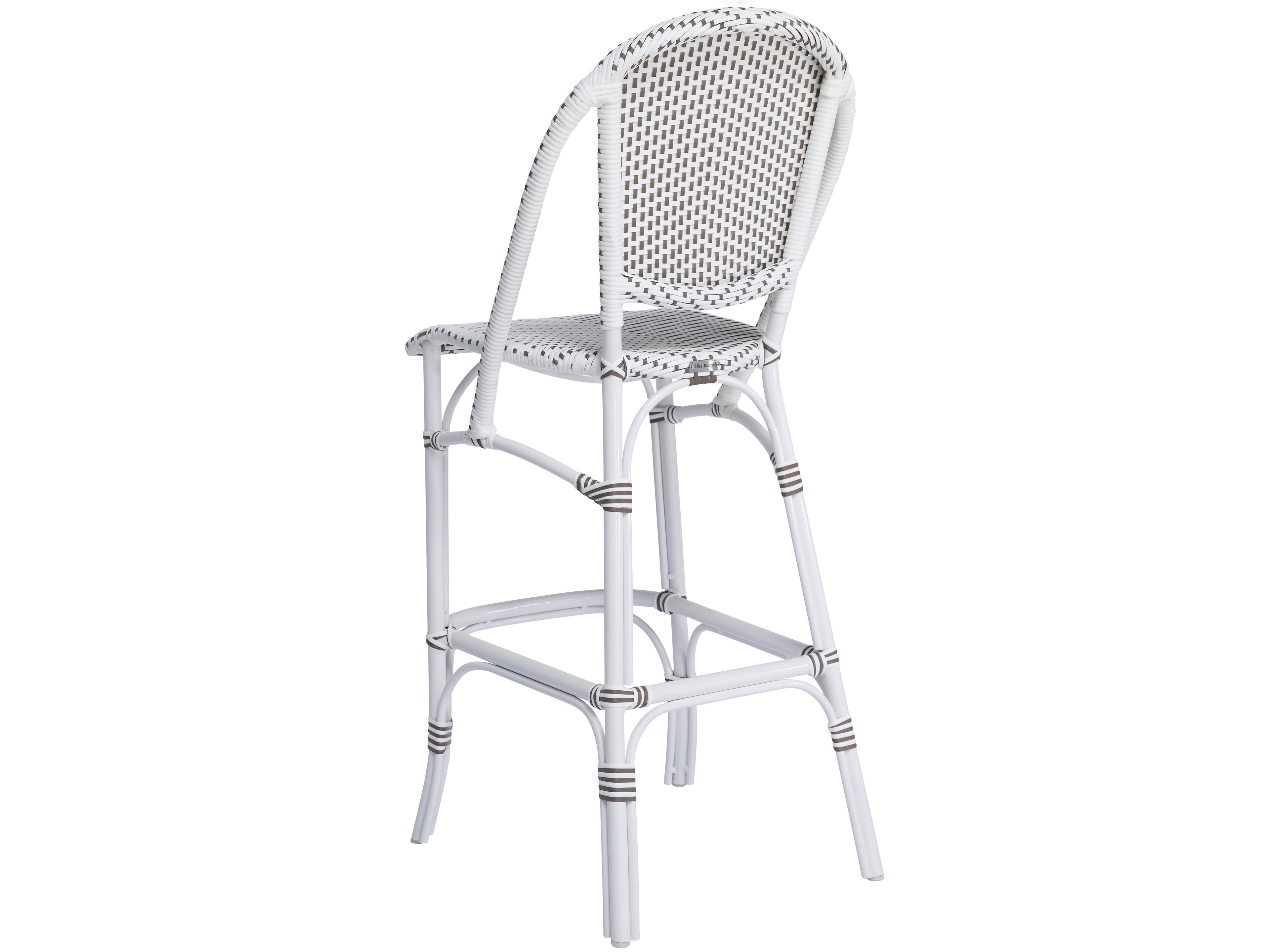 Sika Design Alu Affaire Aluminum White Sofie Stackable Patio Bar Stool in White/Cappuccino Dots