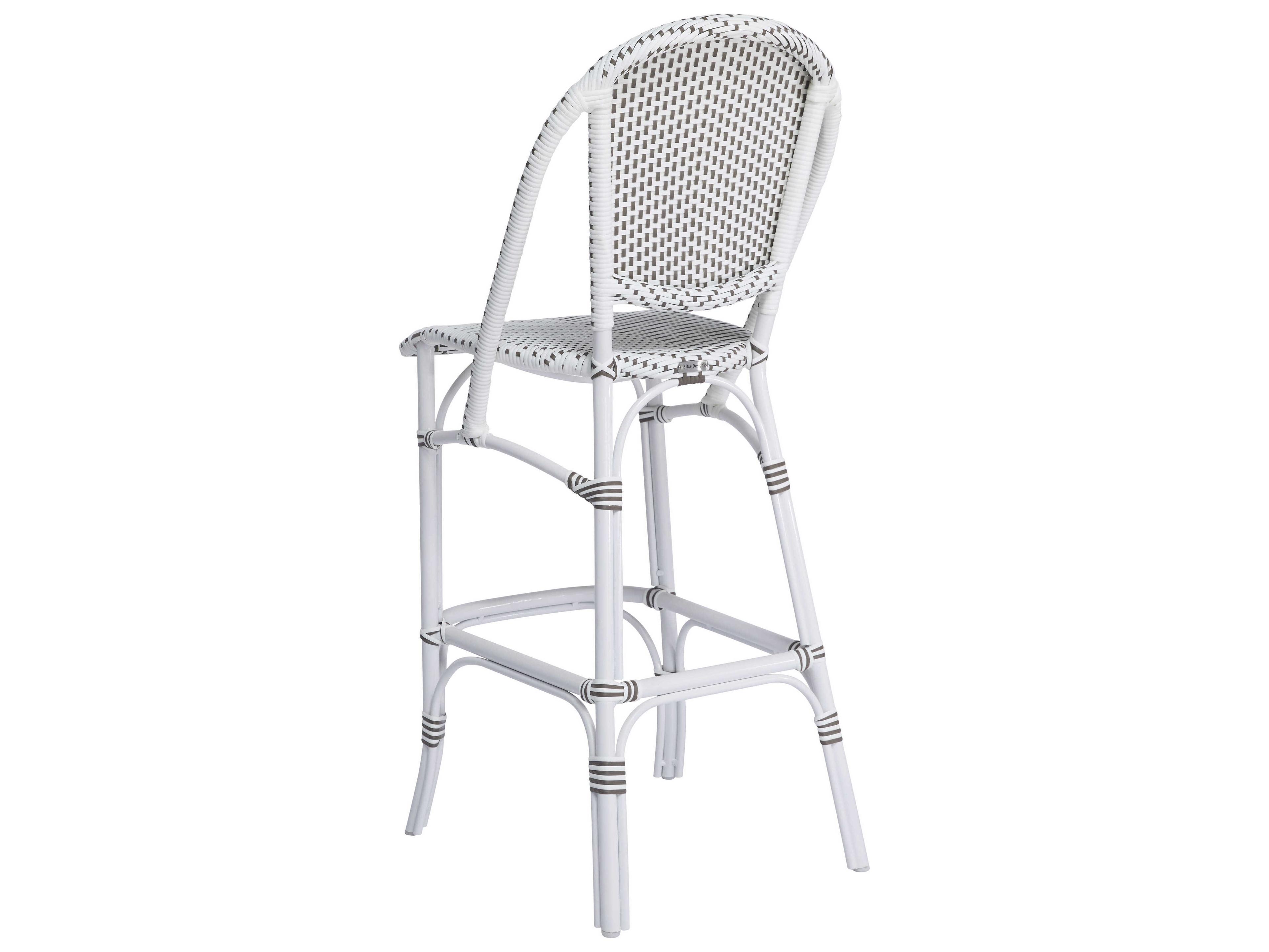 Sika Design Alu Affaire Aluminum White Sofie Stackable Patio Bar Stool in White/Cappuccino Dots