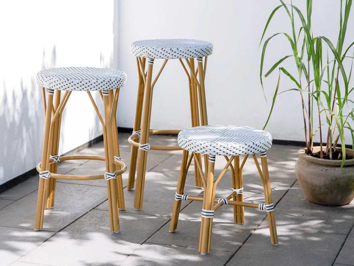 Sika Design Alu Affaire Aluminum Natural White with Cappuccino dot Almond Simone Stool