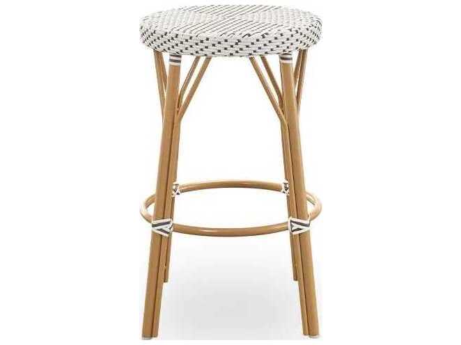 Sika Design Alu Affaire Aluminum Rattan Natural White with Cappuccino dot Almond Outdoor Counter Stool