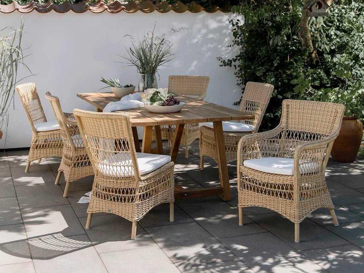 Sika Design Georgia Garden Aluminum Rattan Natural Marie Outdoor Patio Dining Side Chair